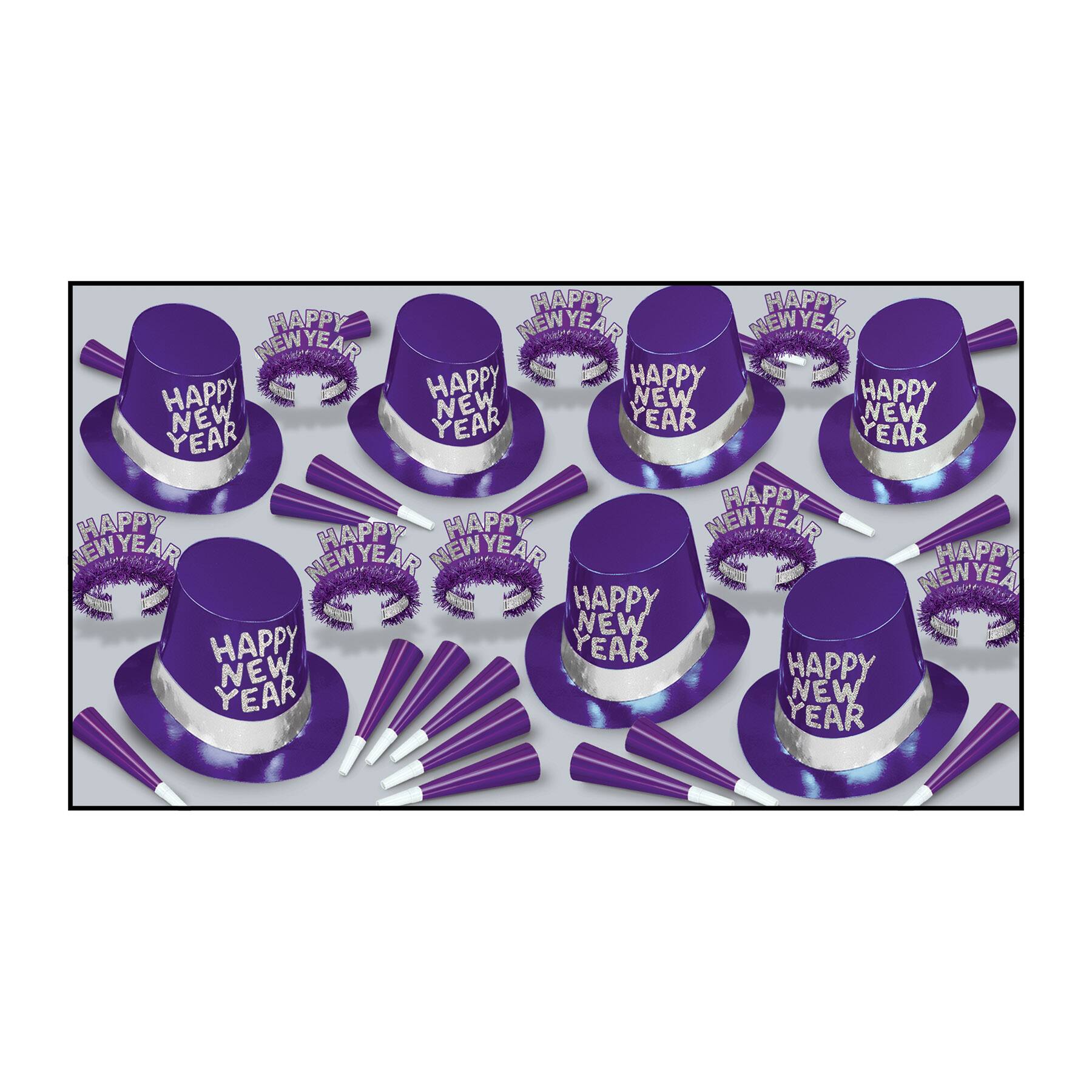Beistle Silver & Purple New Year Passion Party Favor Kit for 50