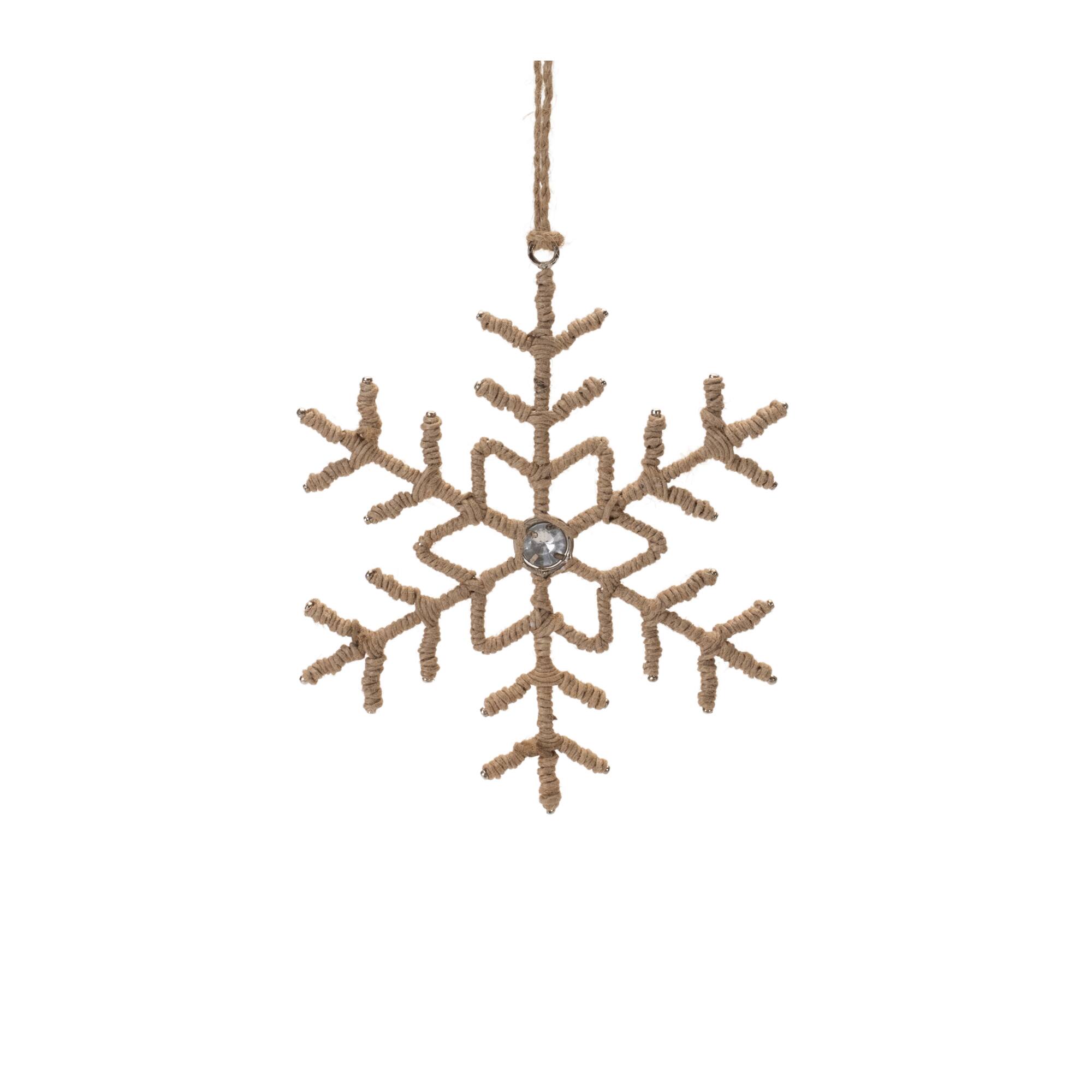 Jute Wrapped Metal Snowflake Oranment Set