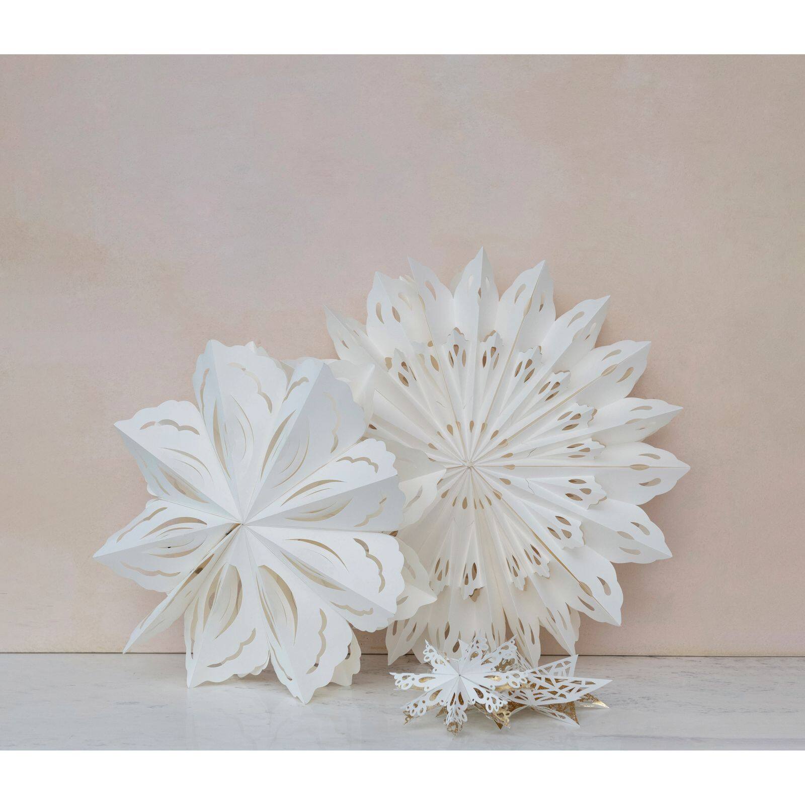 Hello Honey® 25" White Hanging Snowflake Paper Ornament