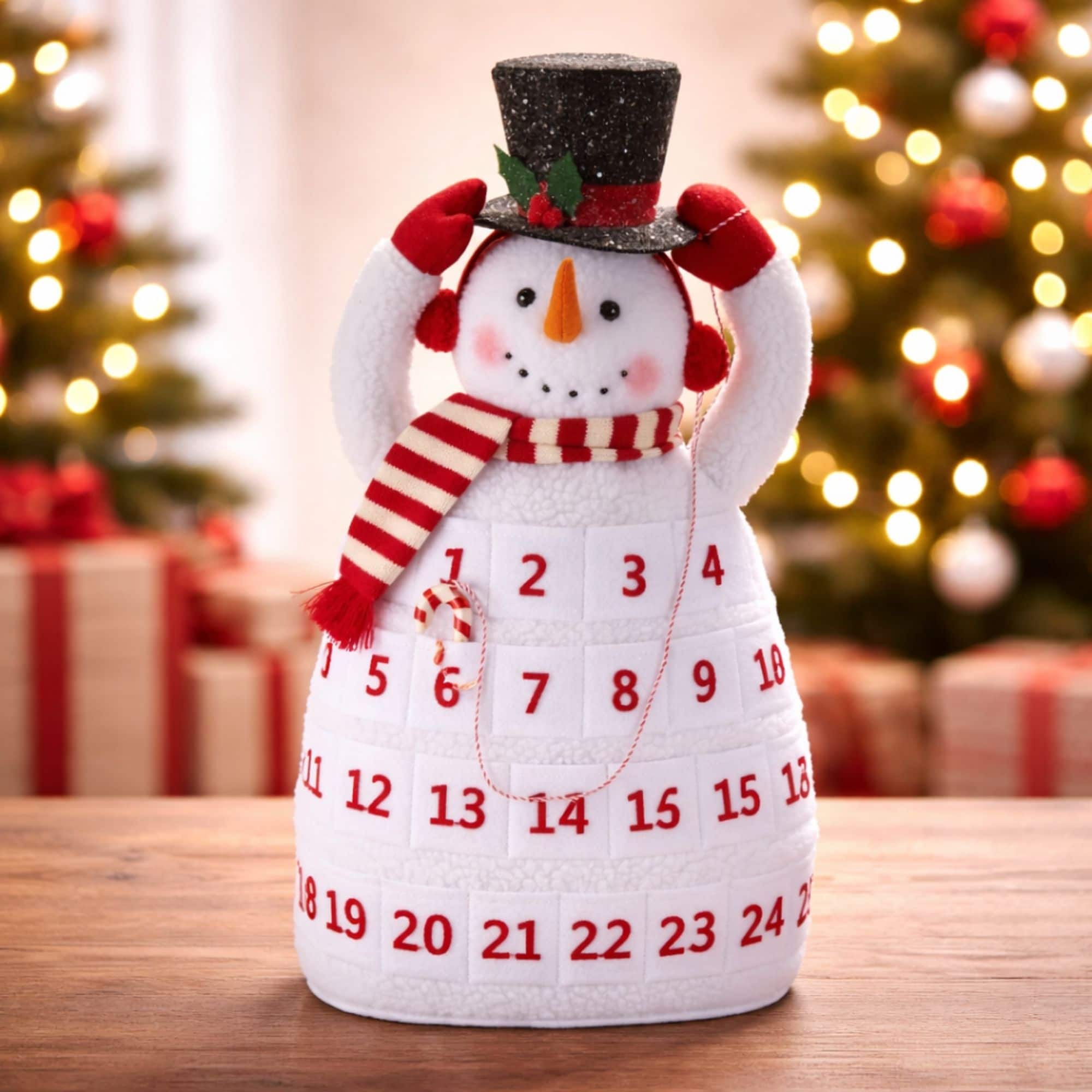 Melrose 20.5" Plush Snowman Christmas Countdown Shelf Sitter