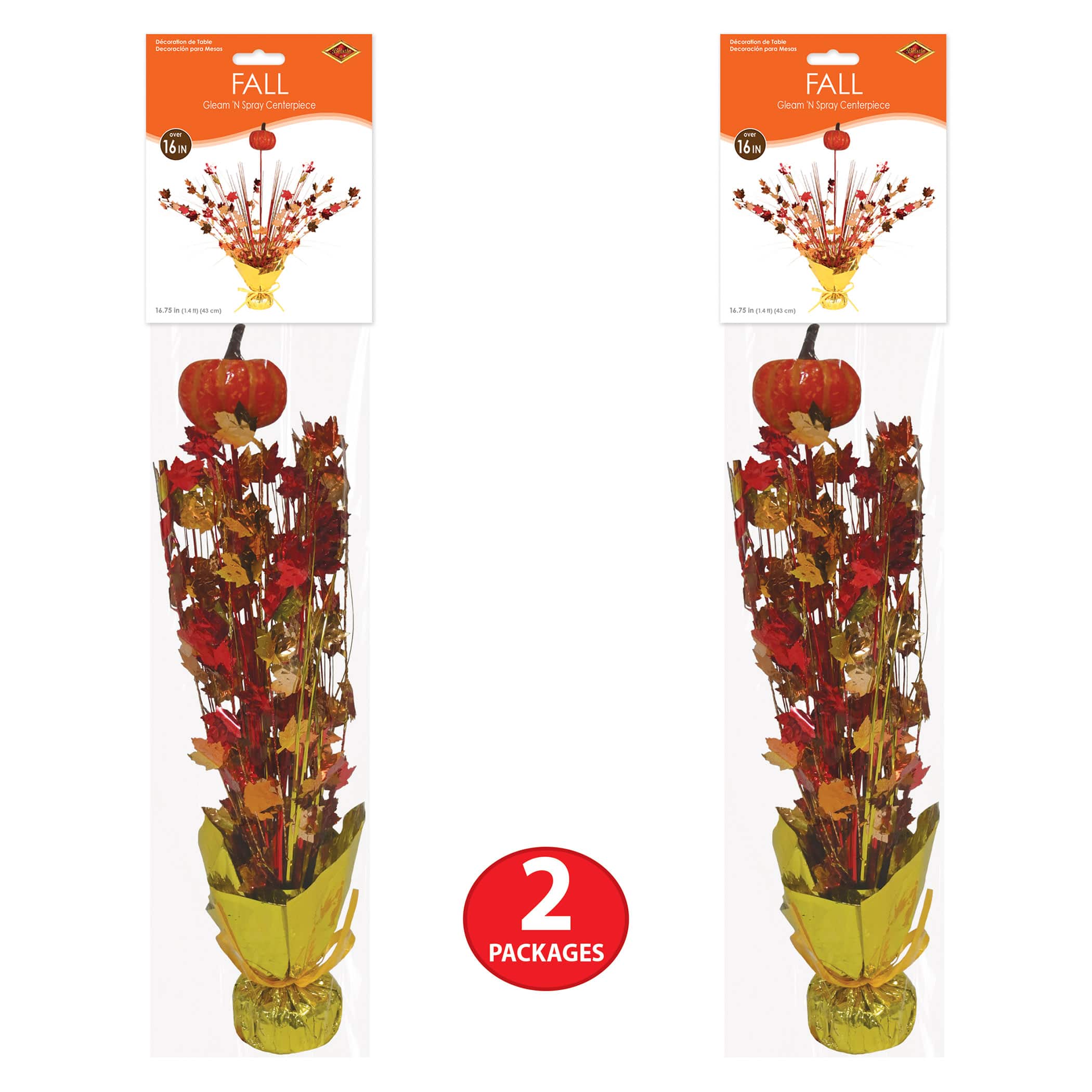 Beistle 16.75" Fall Gleam 'N Centerpieces Spray Set