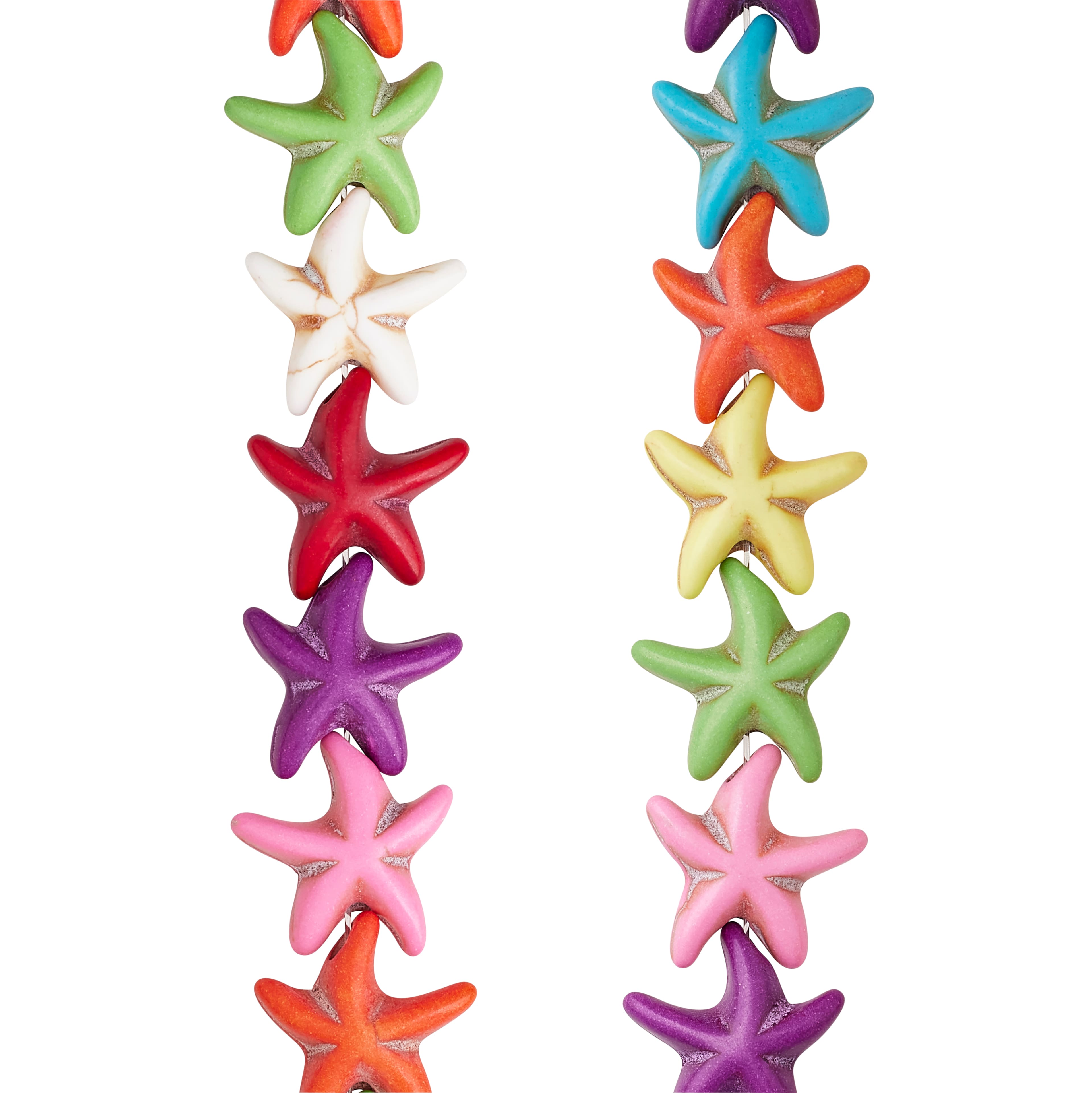12 Pack:  Multicolor Howlite Starfish Beads, 14mm by Bead Landing™