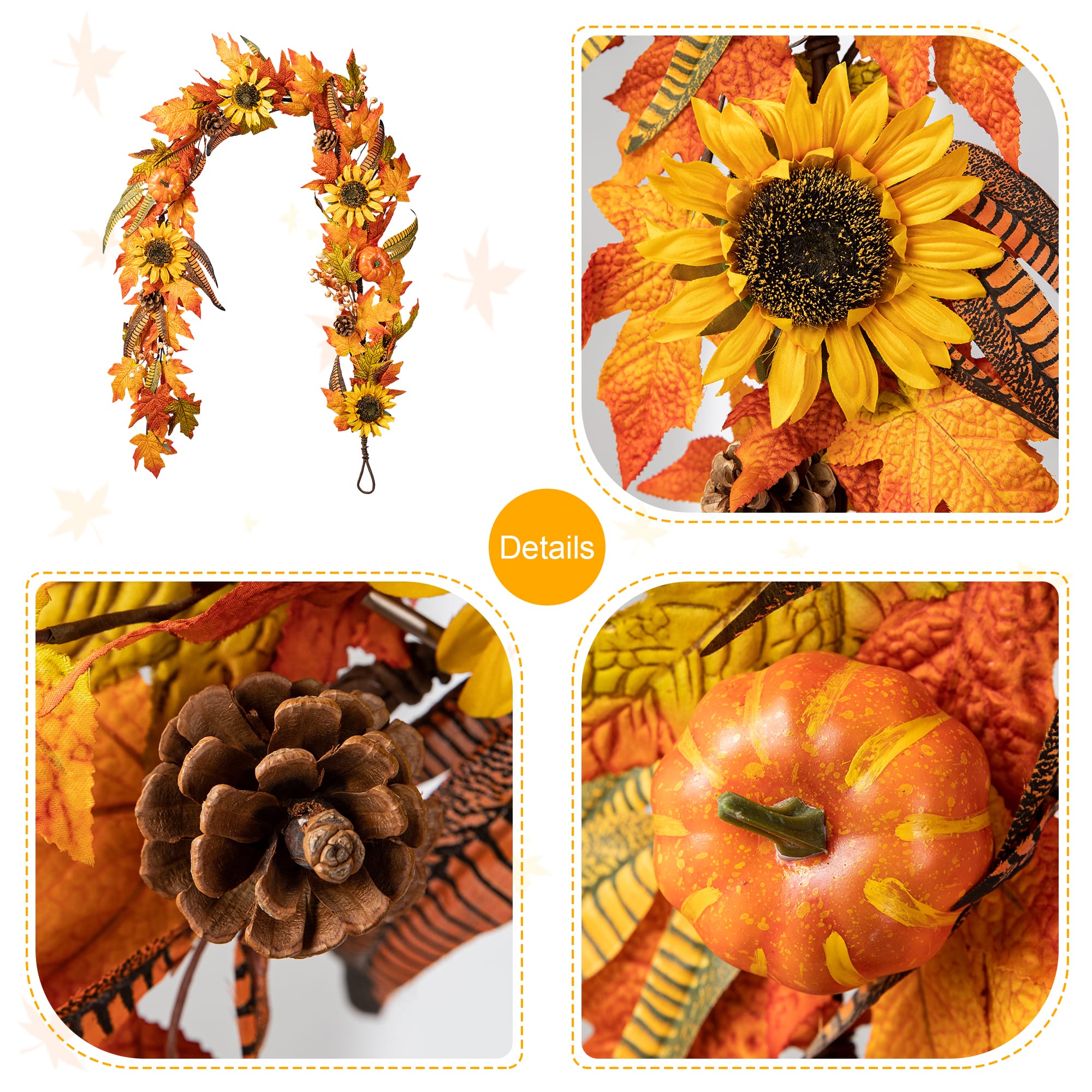 Glitzhome® 6ft. Fall Maple Leaf & Sunflower Garland