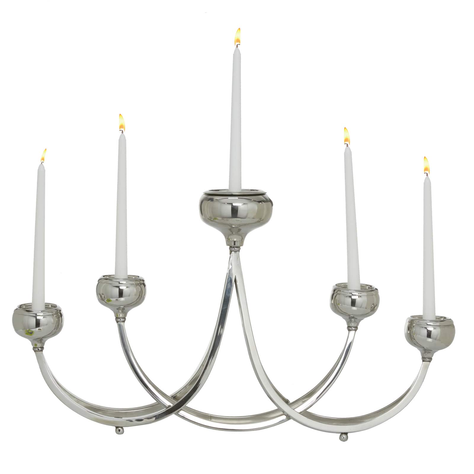 Silver Stainless Steel Candlestick Holders, 15x28x5"