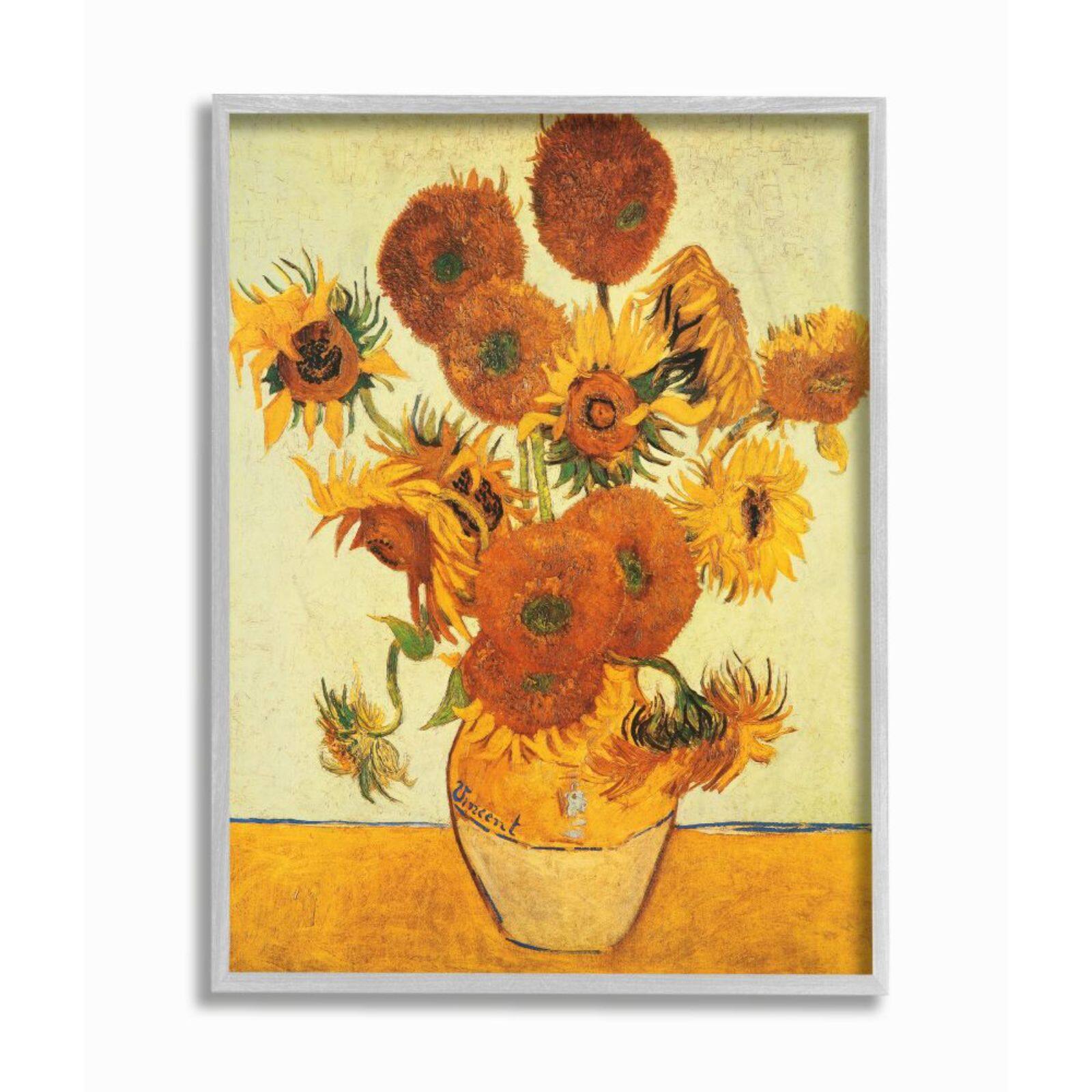 Stupell Industries Van Gogh Sunflowers Gray Framed Wall Art