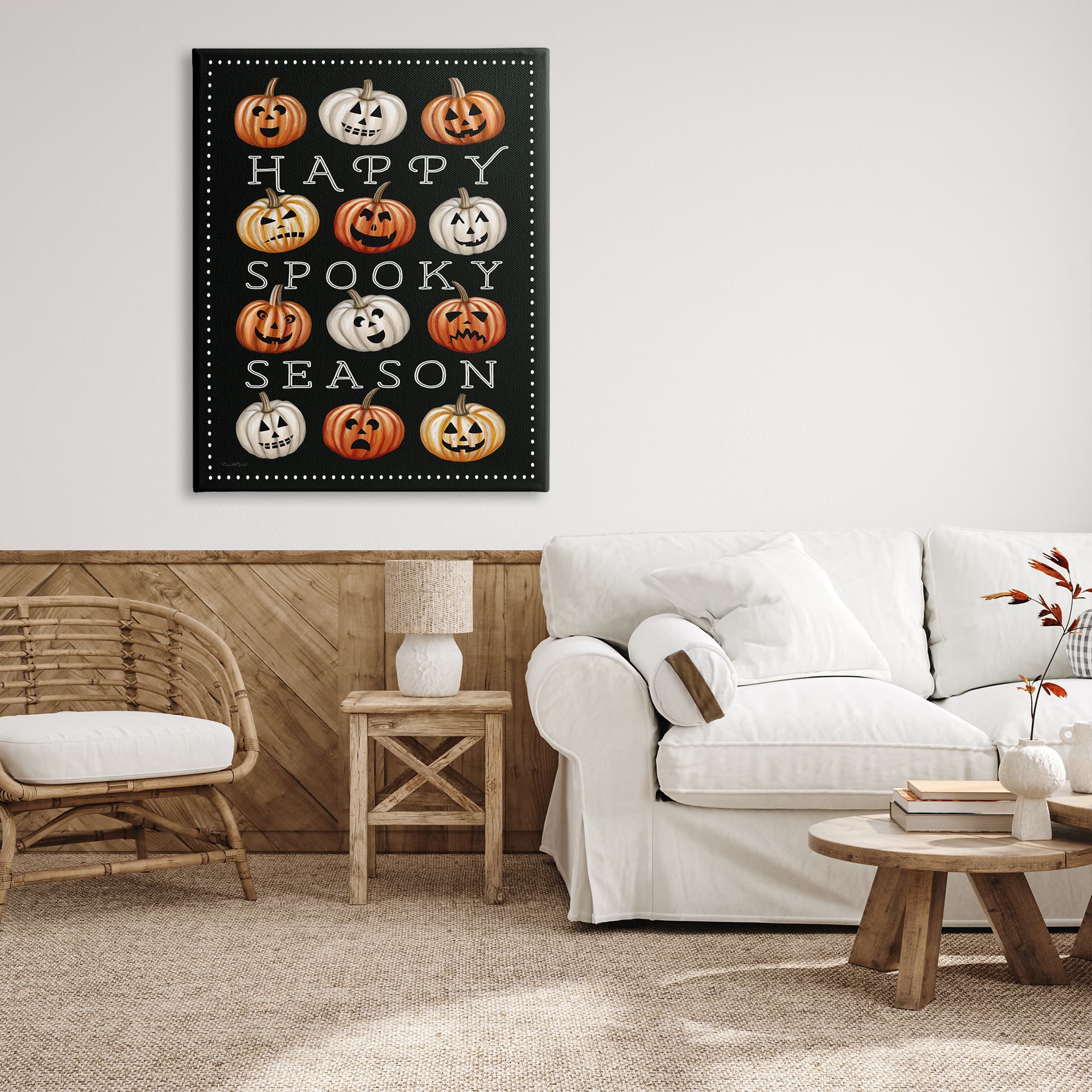 Stupell Industries Happy Spooky Season Pumpkins Canvas Wall Art