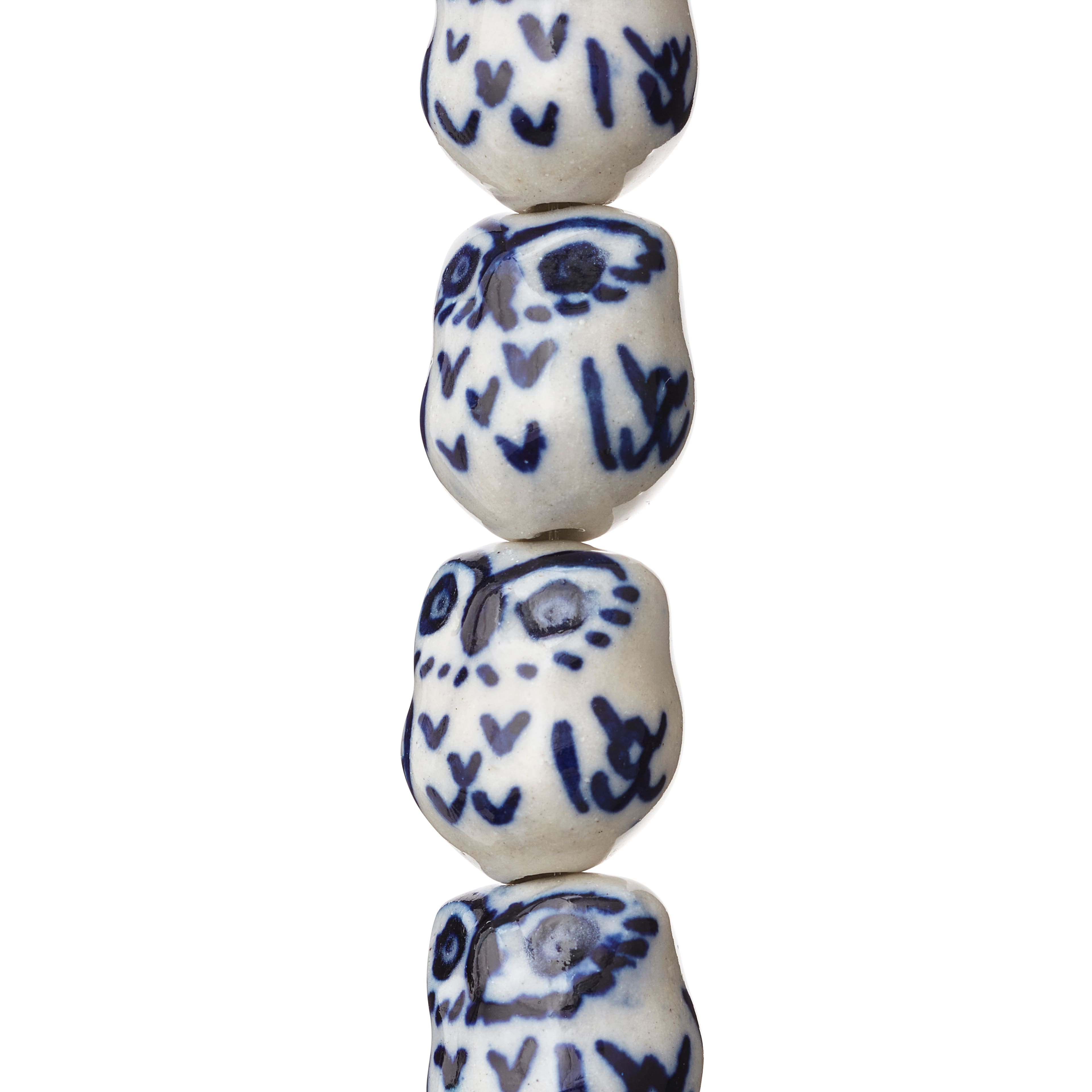 12 Packs: 8 ct. (96 total) Blue Owl Ceramic Beads, 16mm by Bead Landing™