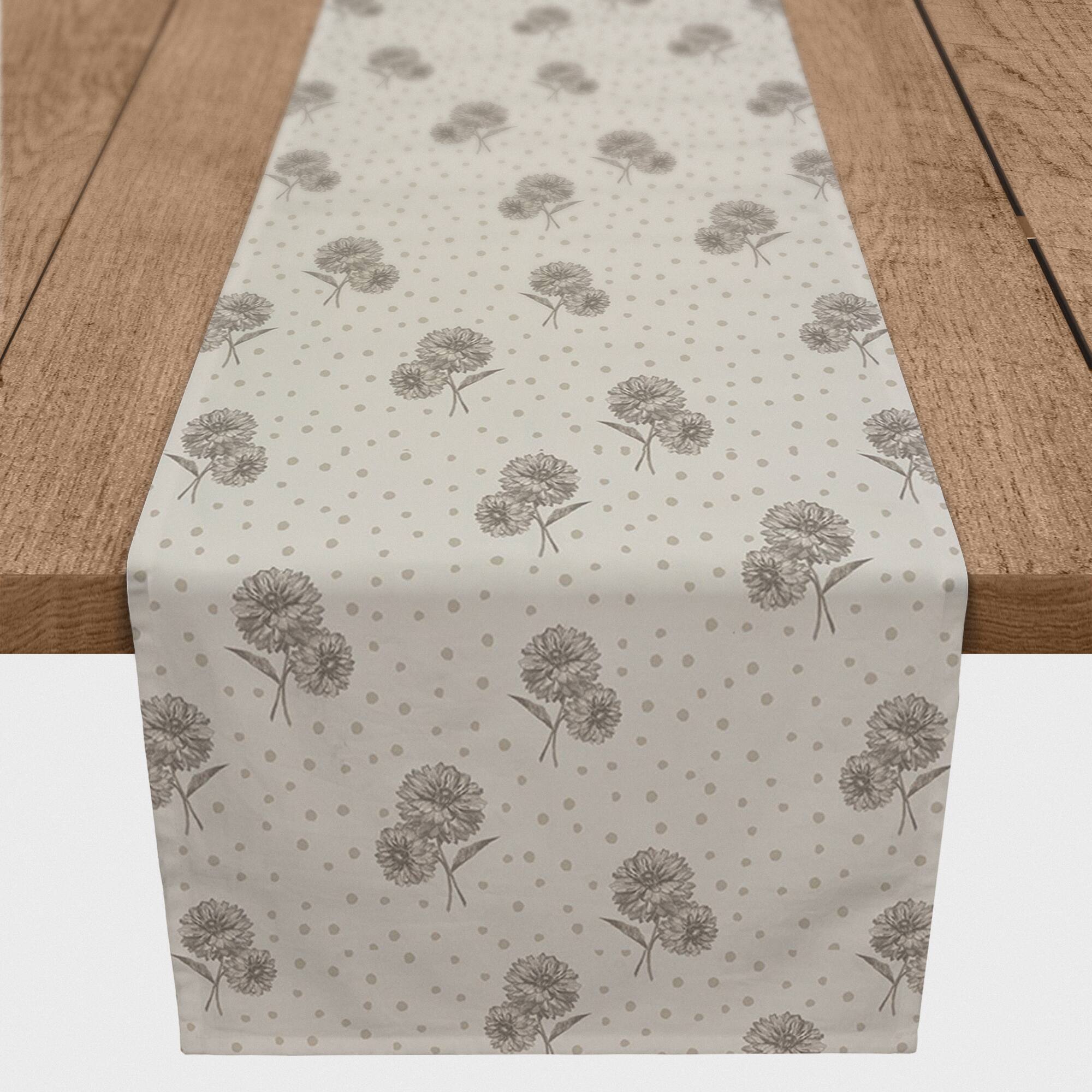 90" Floral Dots Cotton Twill Runner
