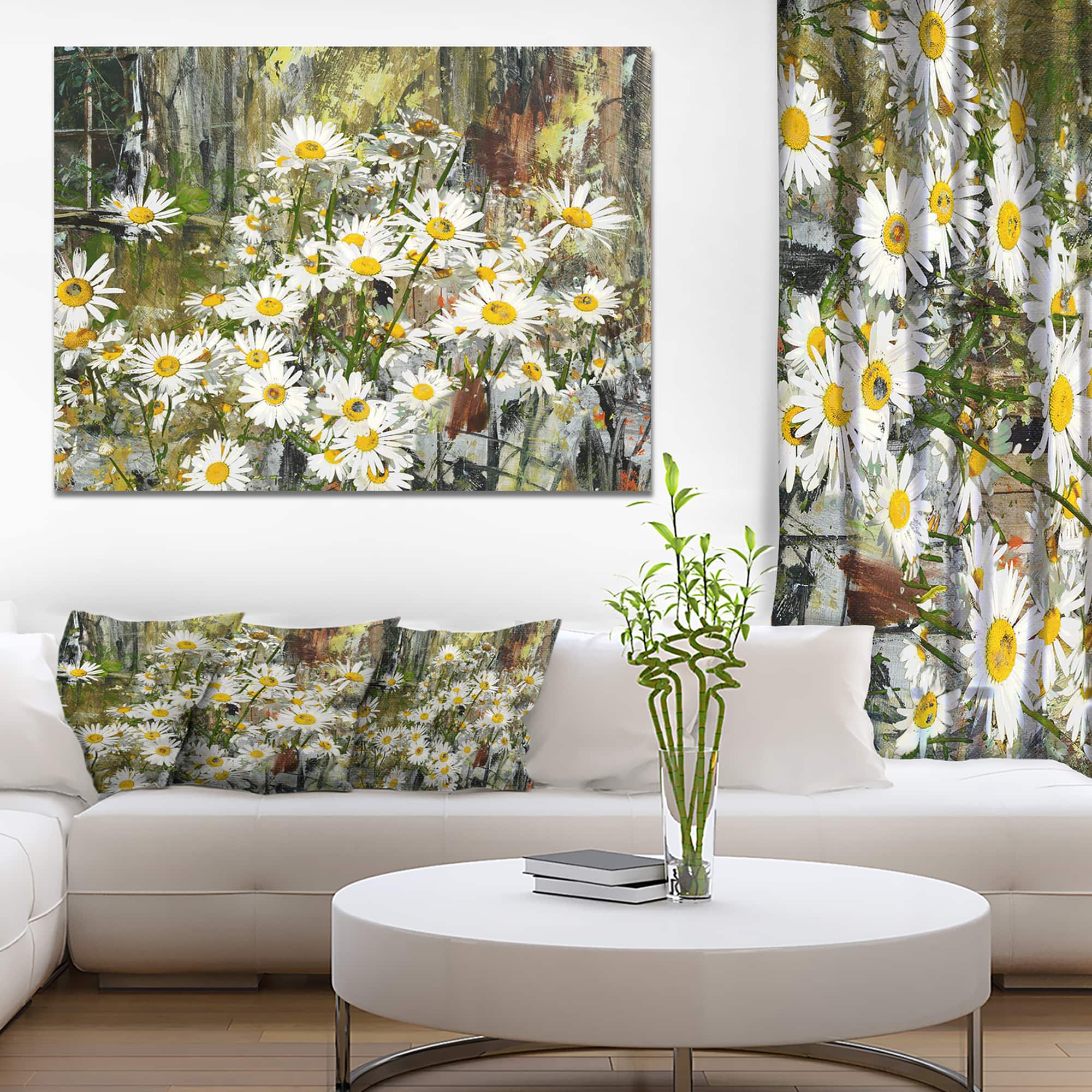 Designart - Daisies Flowers Under the Window - Floral Art Canvas Print