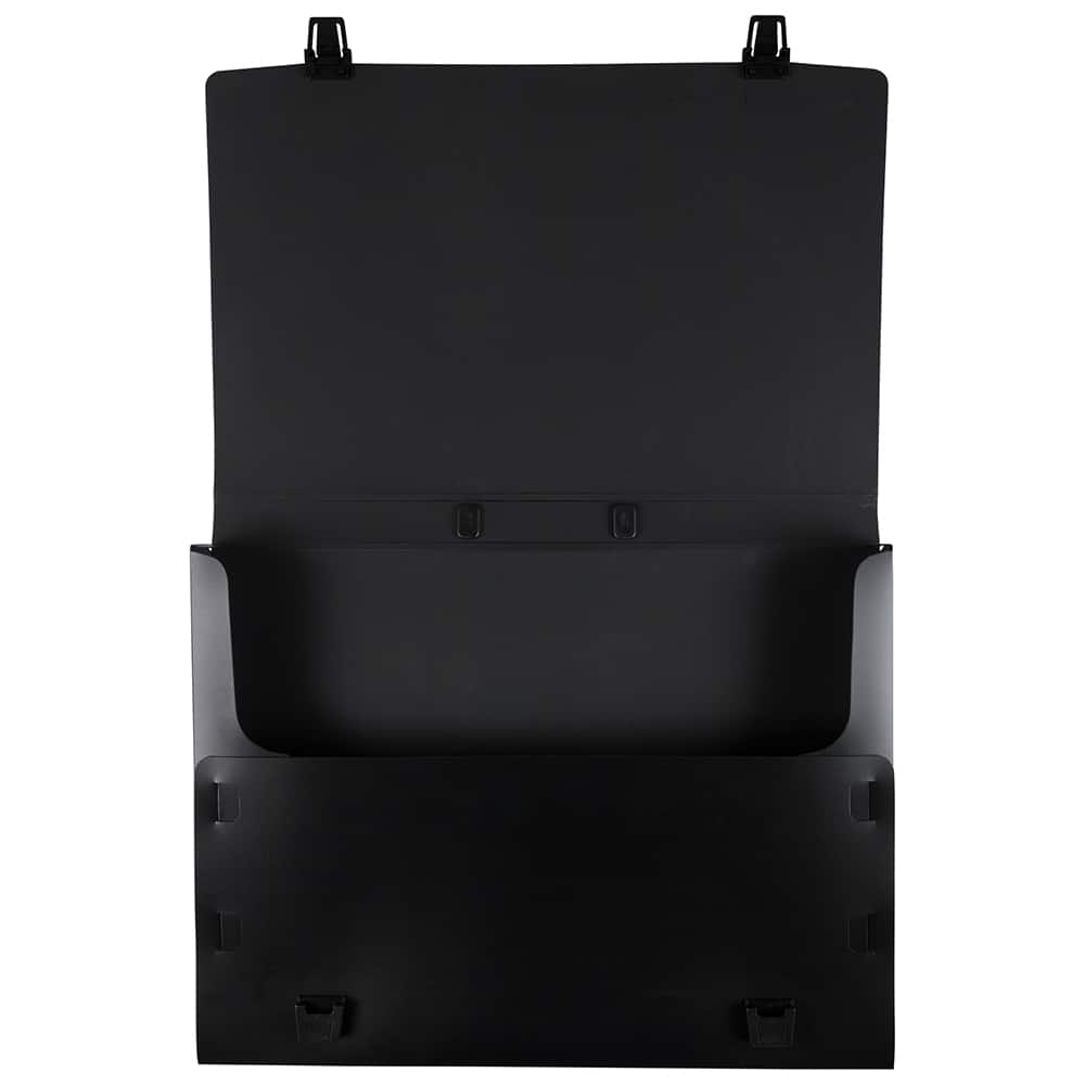 JAM Paper Black Plastic Portfolio File Carry Case with Handles