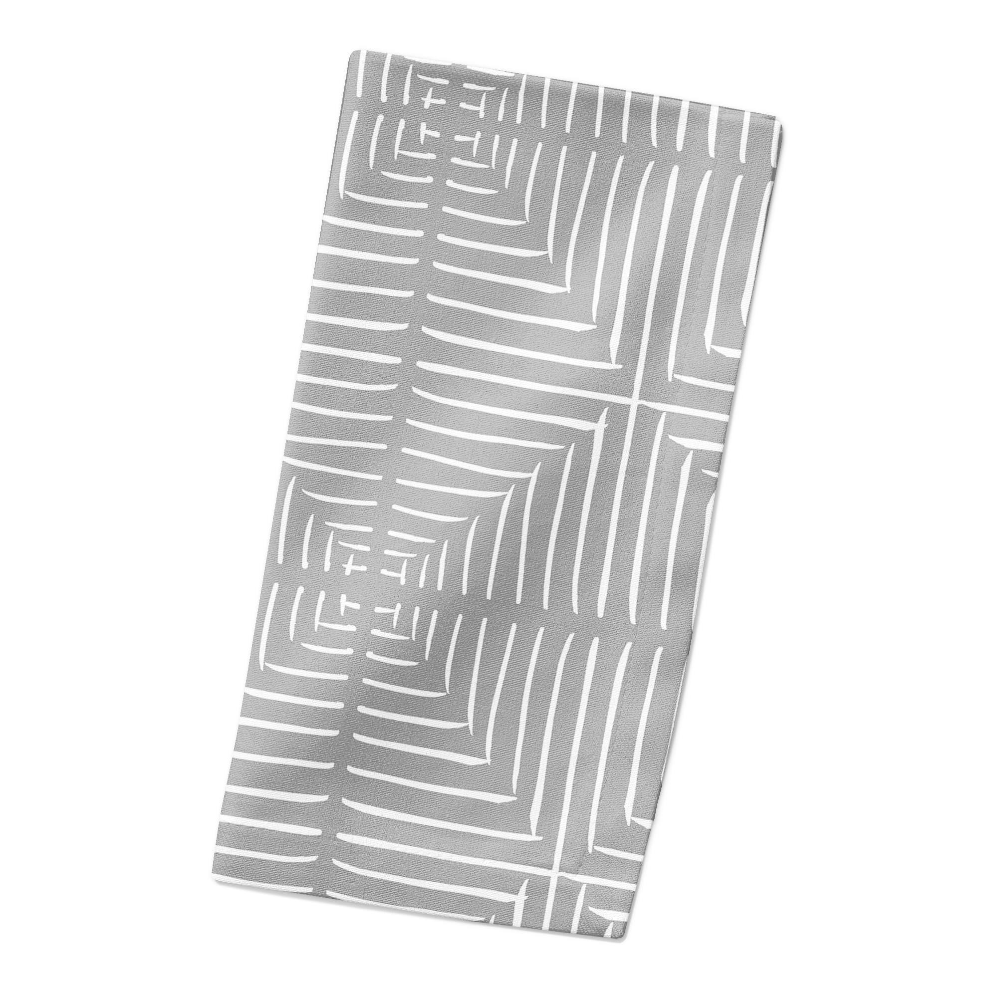 Gray Geo Diamonds Cotton Twill Napkin