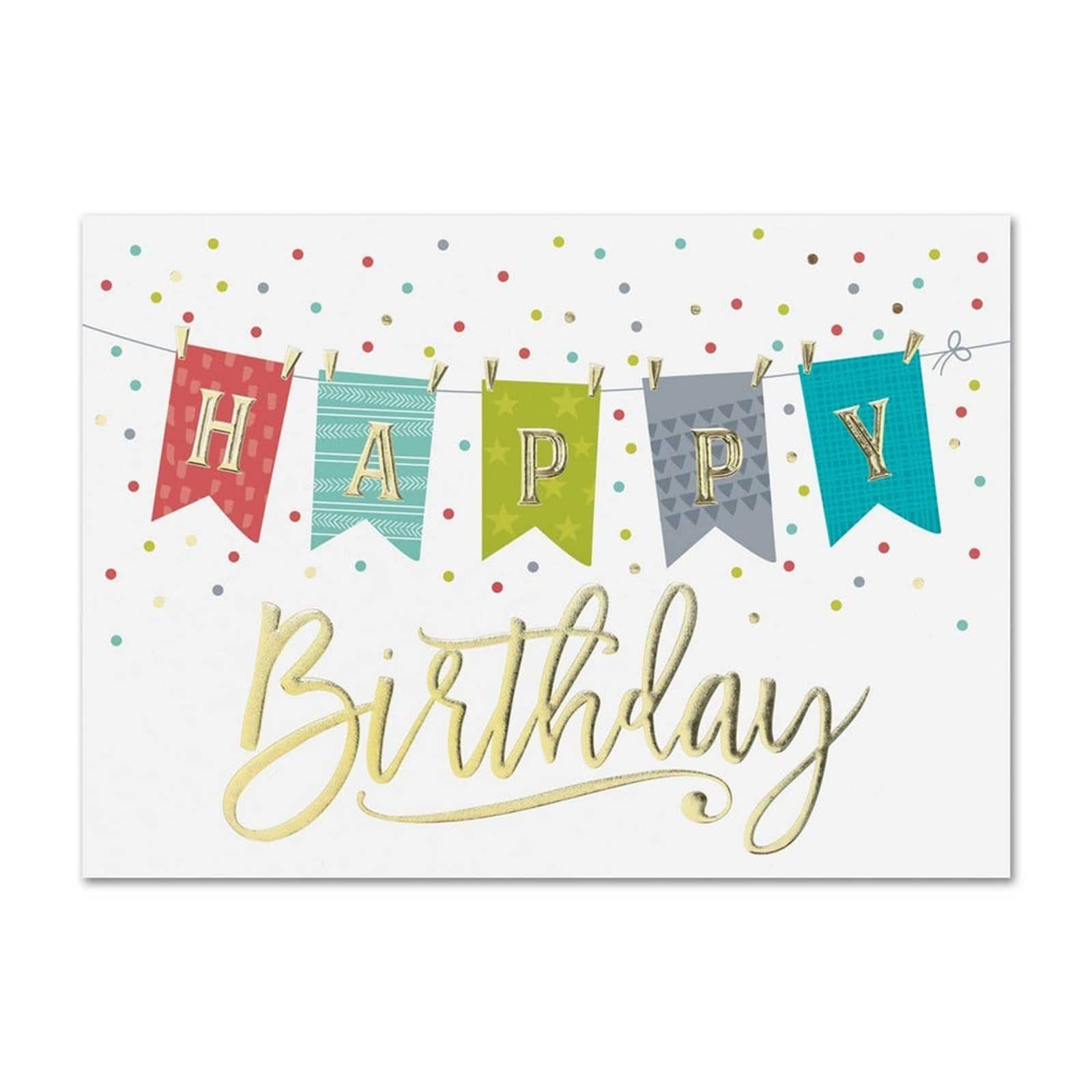 JAM Paper Colorful Birthday Banner Cards, 25ct.