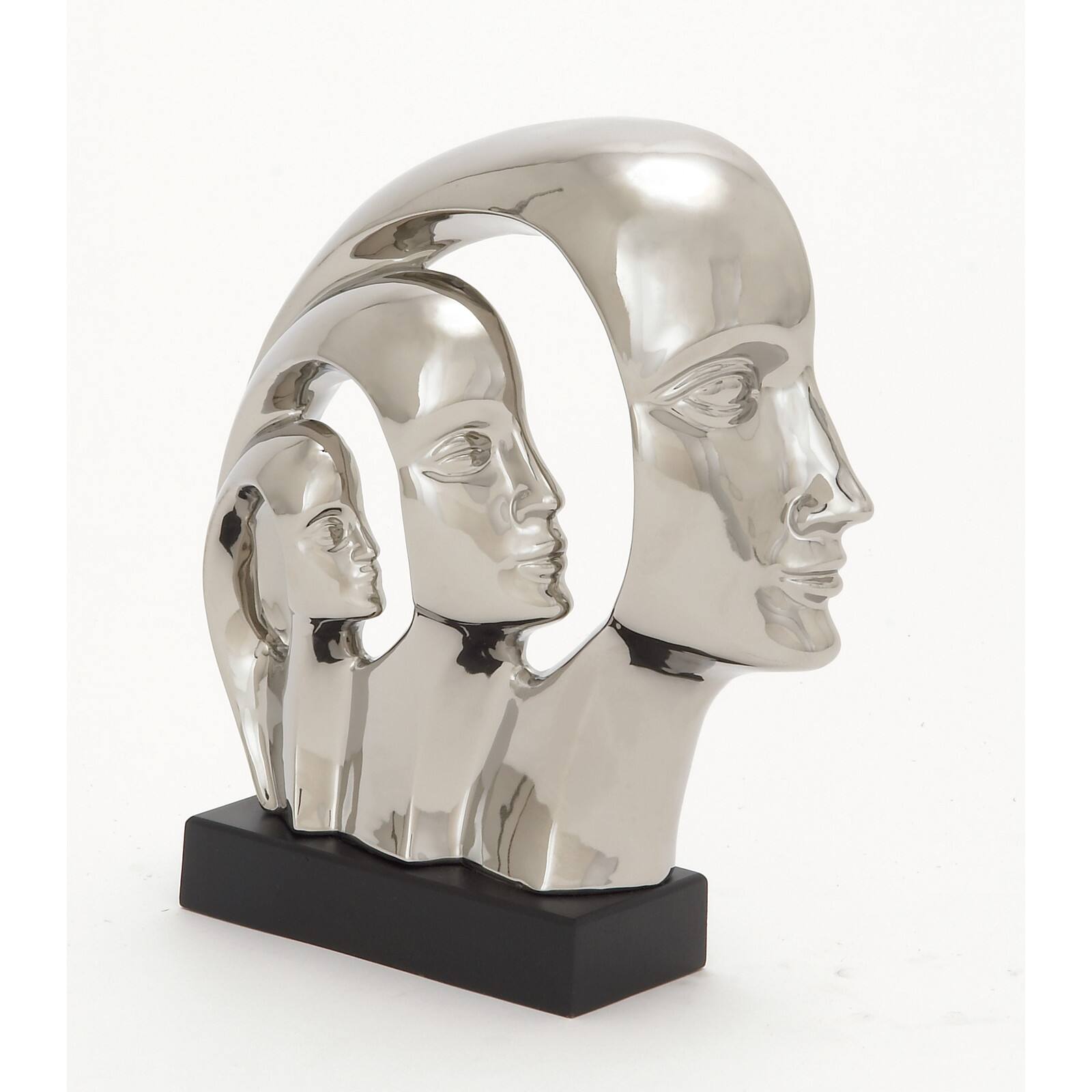 12" Silver Porcelain Contemporary Family Sculpture