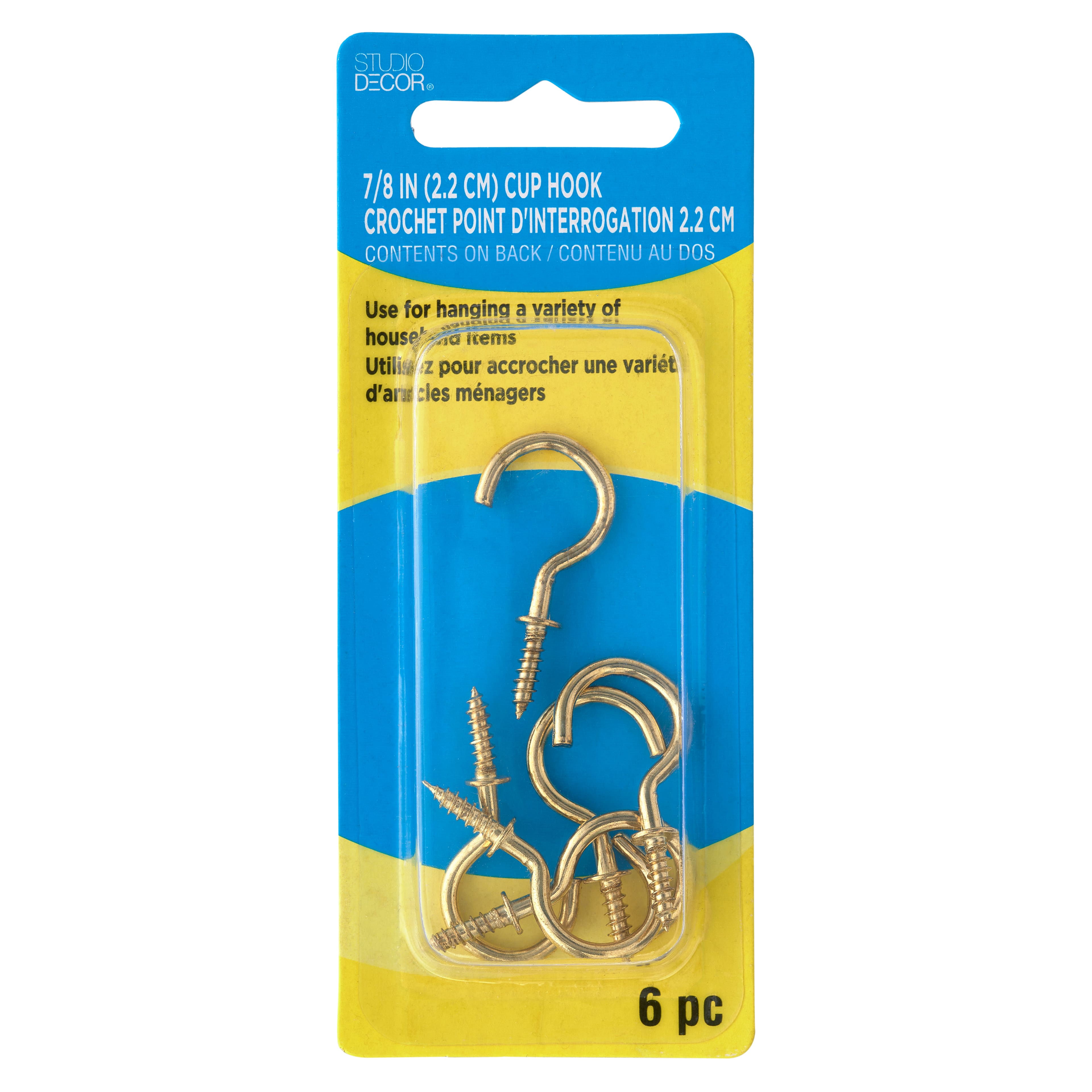 24 Packs: 8 ct. (192 total) 7/8" Brass Cup Hooks by Studio Décor®