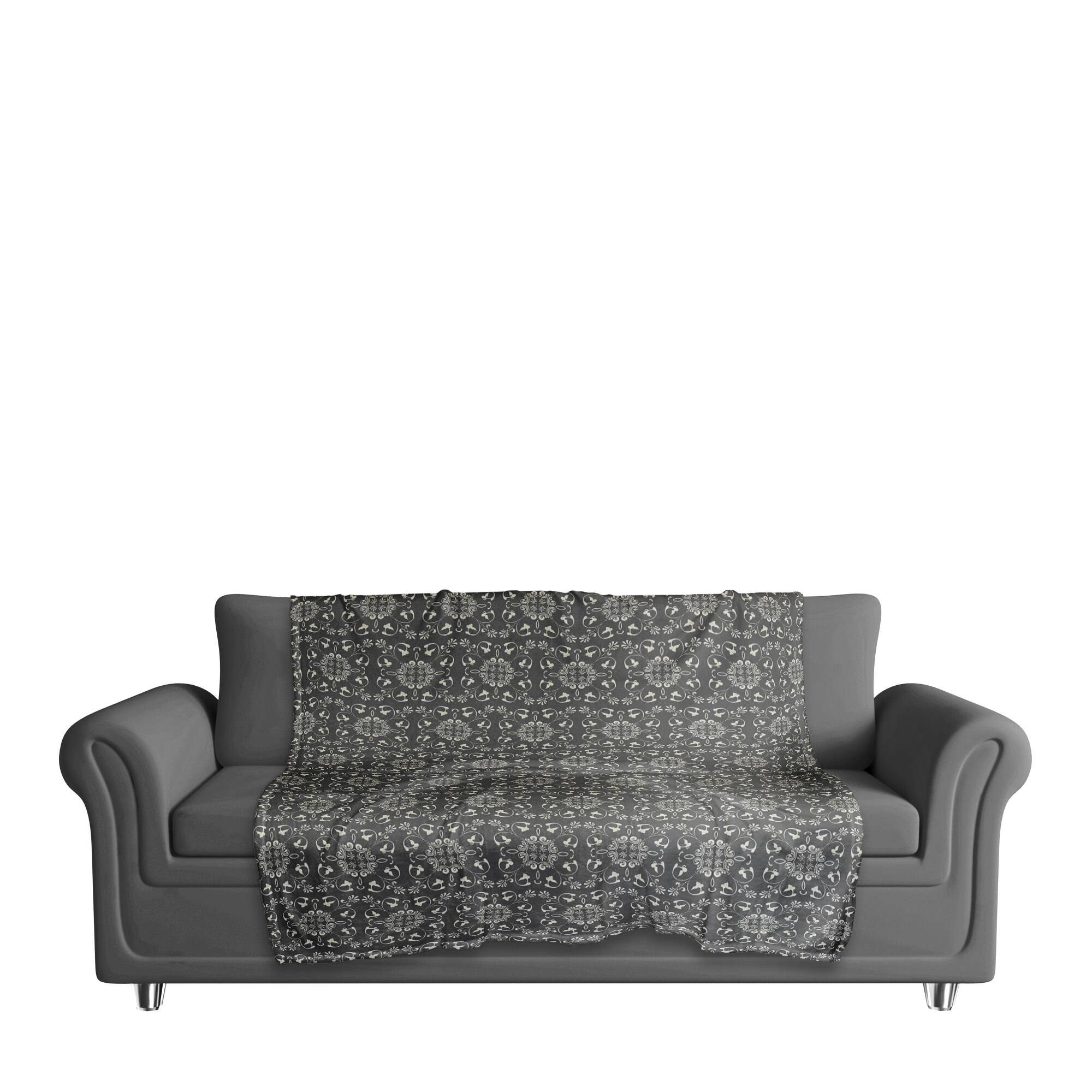 Charcoal Medallion Pattern 50" x 60" Coral Fleece Blanket