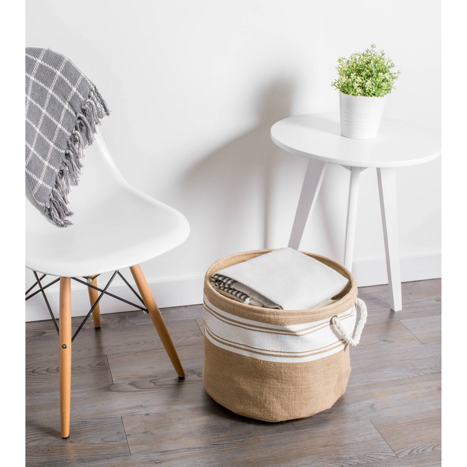DII® 12" Round Border Burlap Bin