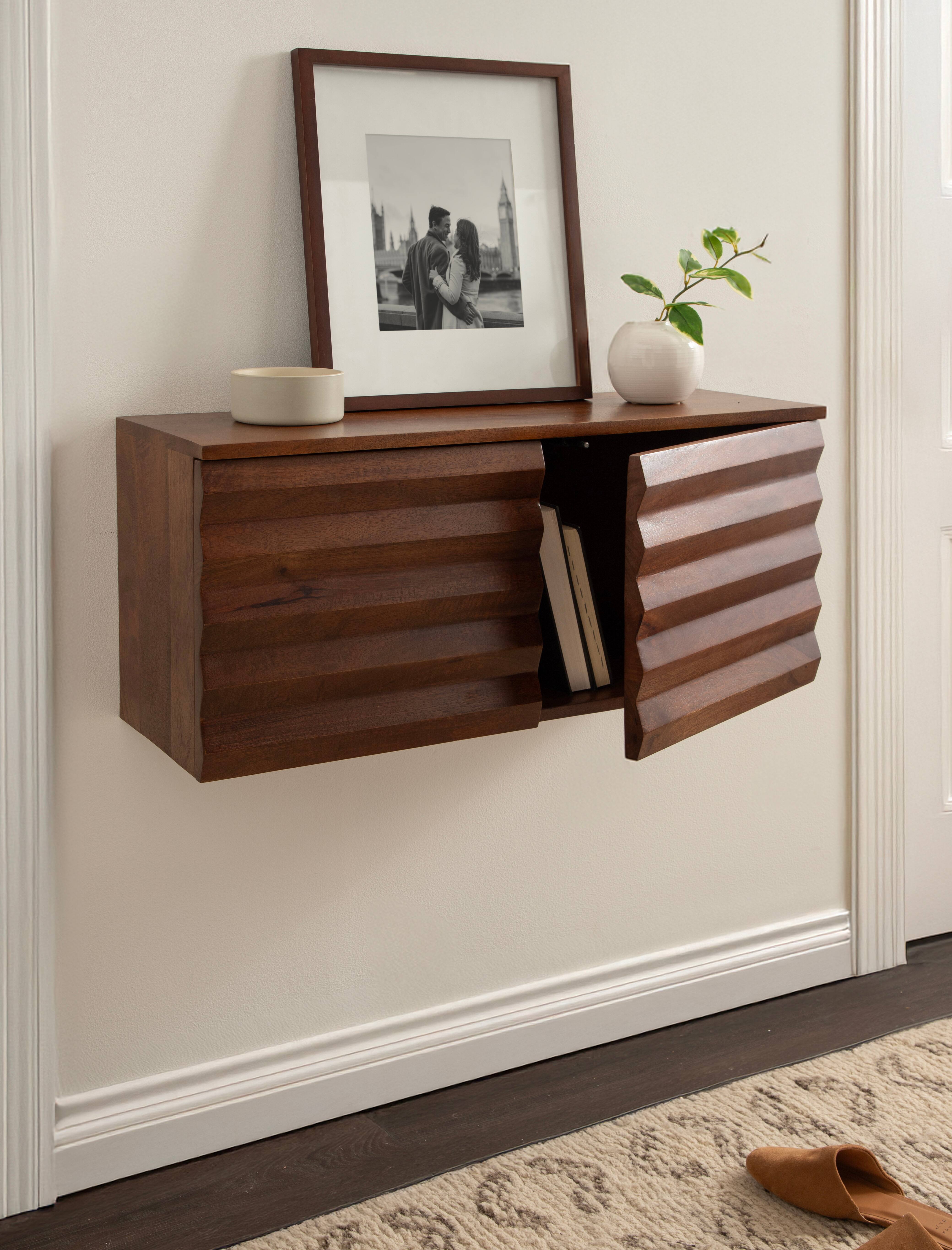 Kate and Laurel Semsa Two-Door Floating Wall Cabinet