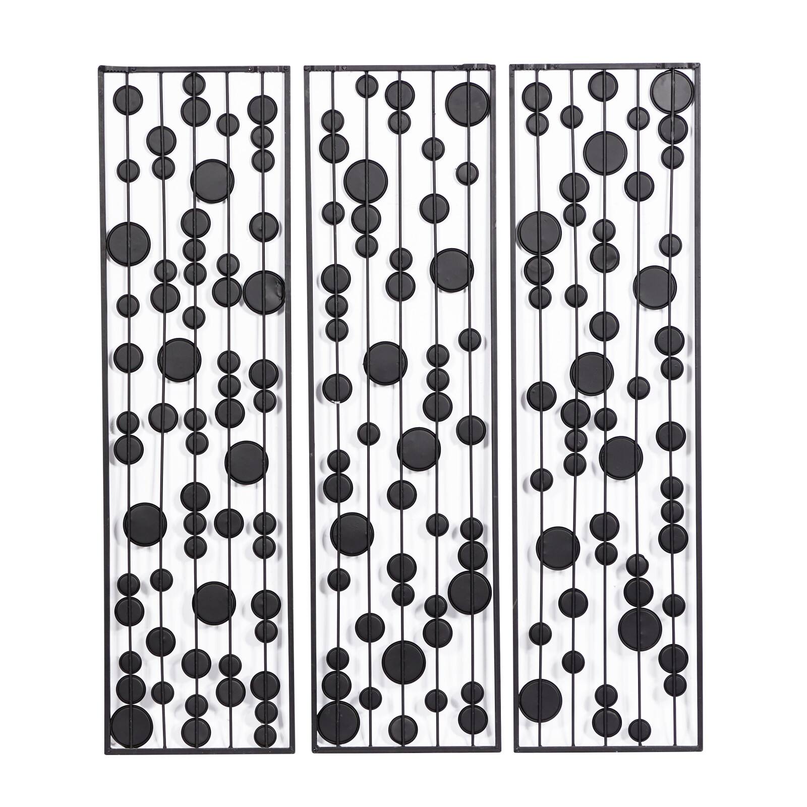 36" Black Metal Glam Abstract Panel Wall Décor Set, 3ct.