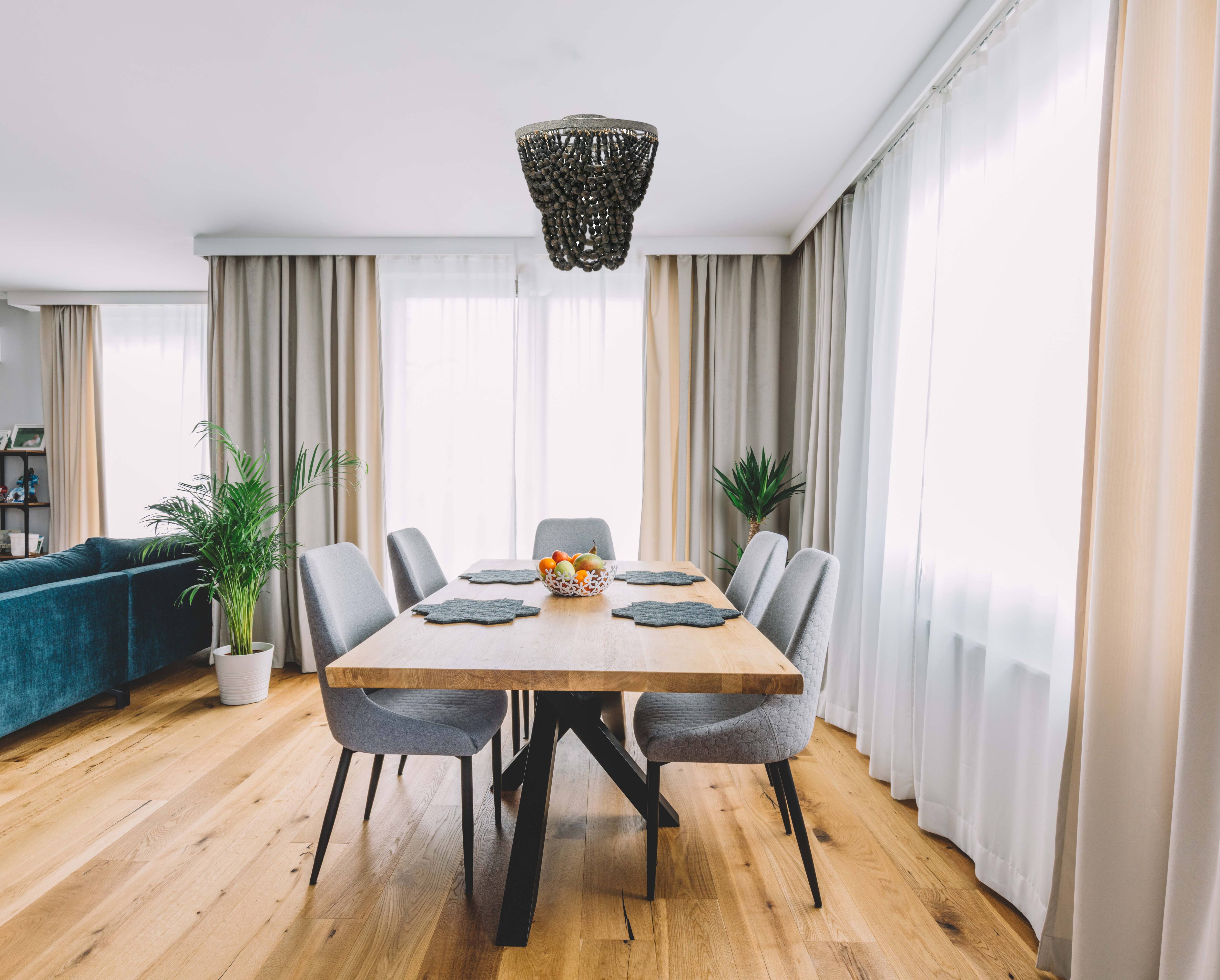 Hello Honey® 2-Tier Draped Wood Bead Semi-Flush Mount Ceiling Light