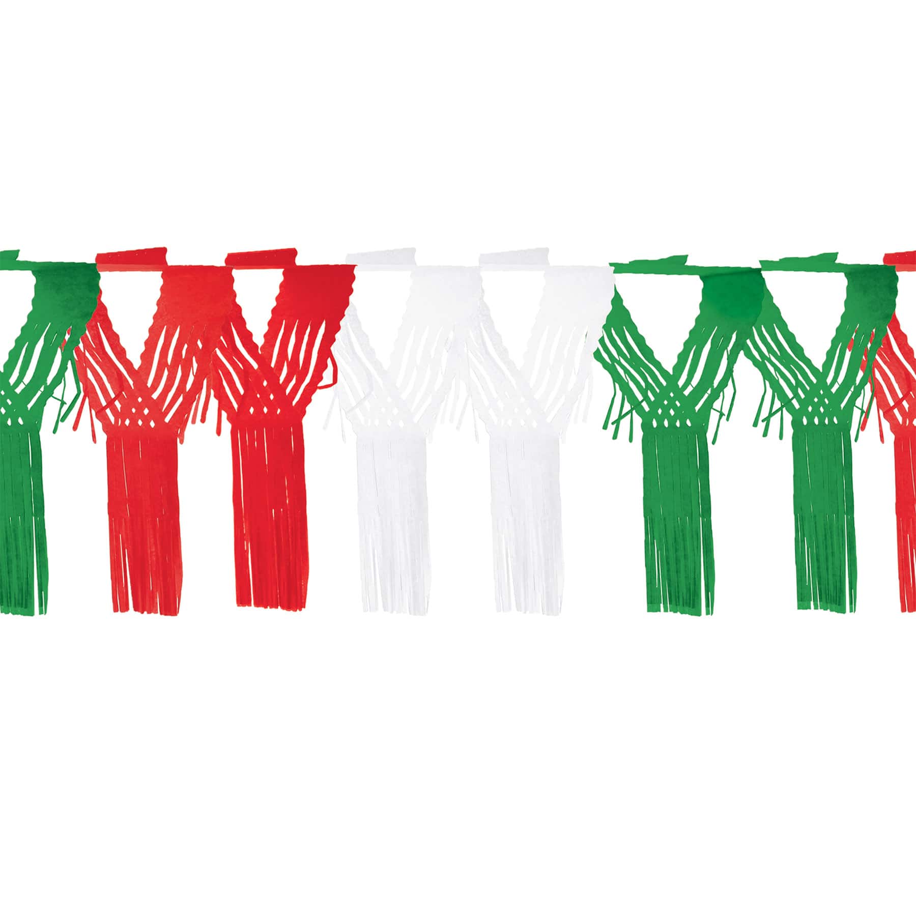 Beistle 12ft. Red, White & Green Drop Fringe Garlands, 2ct.