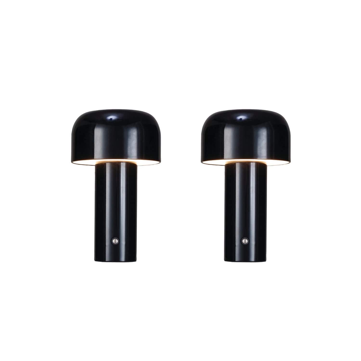Hello Honey® 8.25" Black Round Metal LED Rechargeable Table Lamp Set, 2ct.