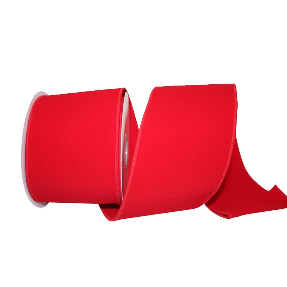 JAM Paper 4" x 10yd. Red Wired Velvet Two-Sided Ribbon