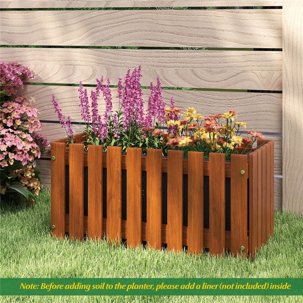 Costway 25" x 12" Solid Wood Slat Style Outdoor Flower Planter Box, 2ct.