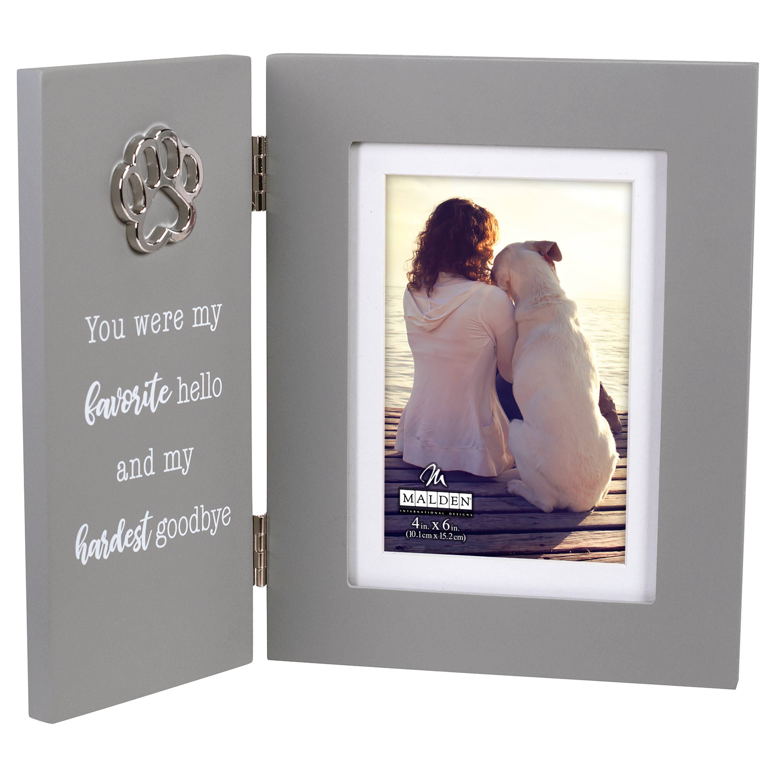 Malden International Designs You Were My Favorite Hello and My Hardest Goodbye 4" x 6" Pet Memorial Hinged Frame with Mat