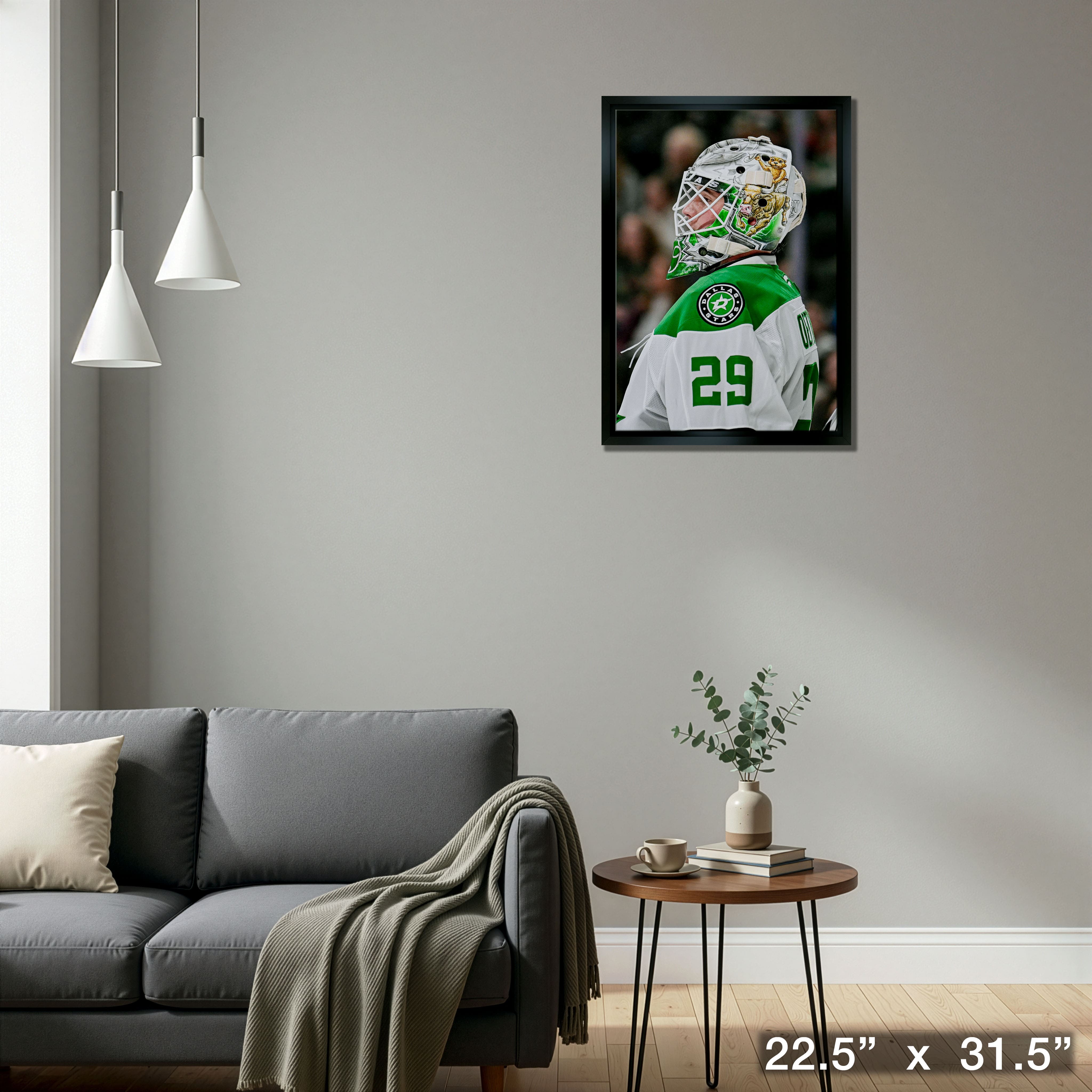 Jake Oettinger 20" x 29" Framed Canvas Stars 2025 Playoffs 22.5" x 31.5"