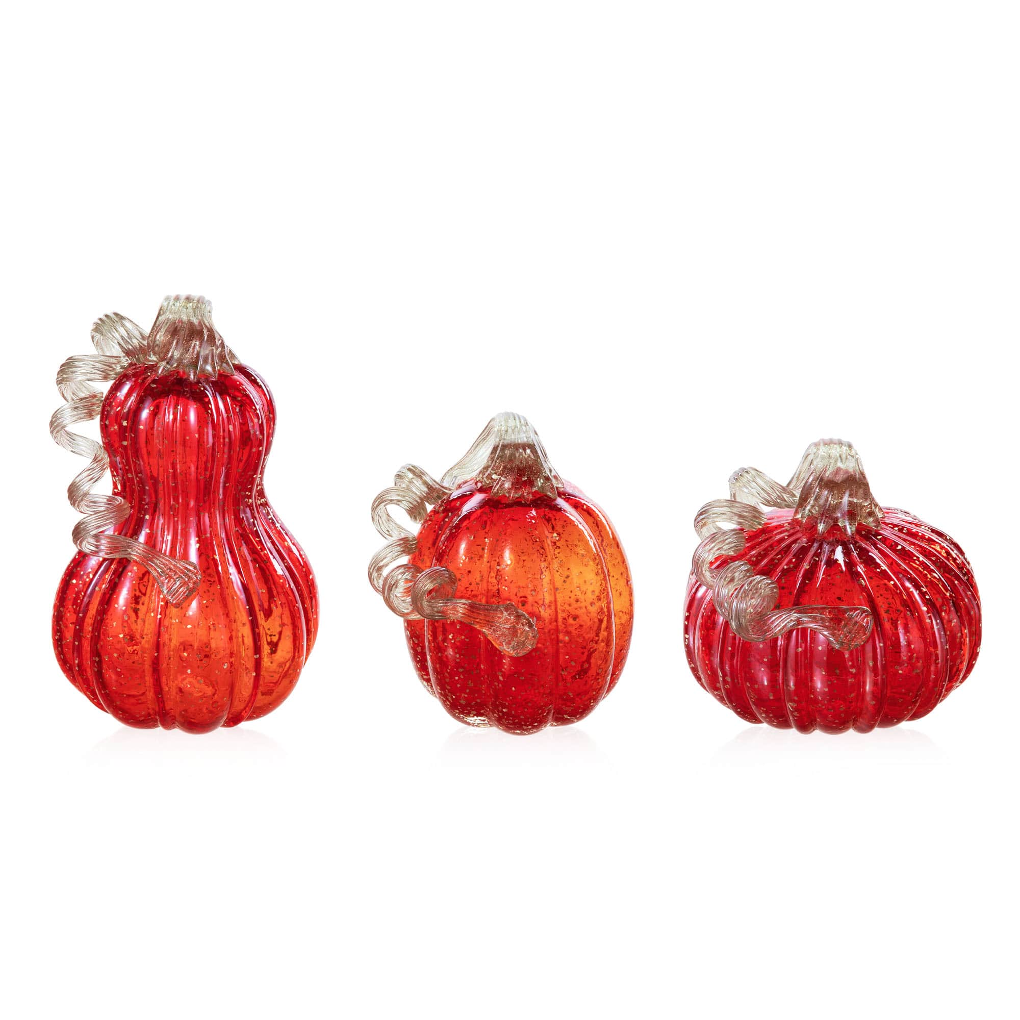 Glitzhome®  Red Glass Pumpkin & Gourd Set