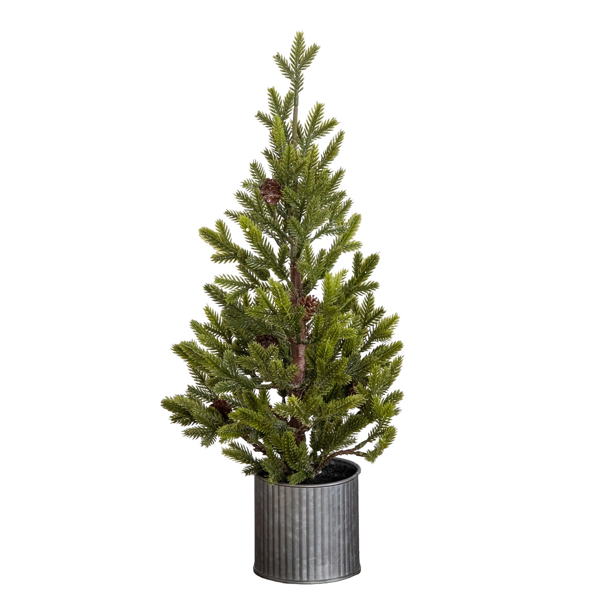 Nearly Natural 18" Unlit Artificial Christmas Tree with Pinecones in Metal Tin Planter