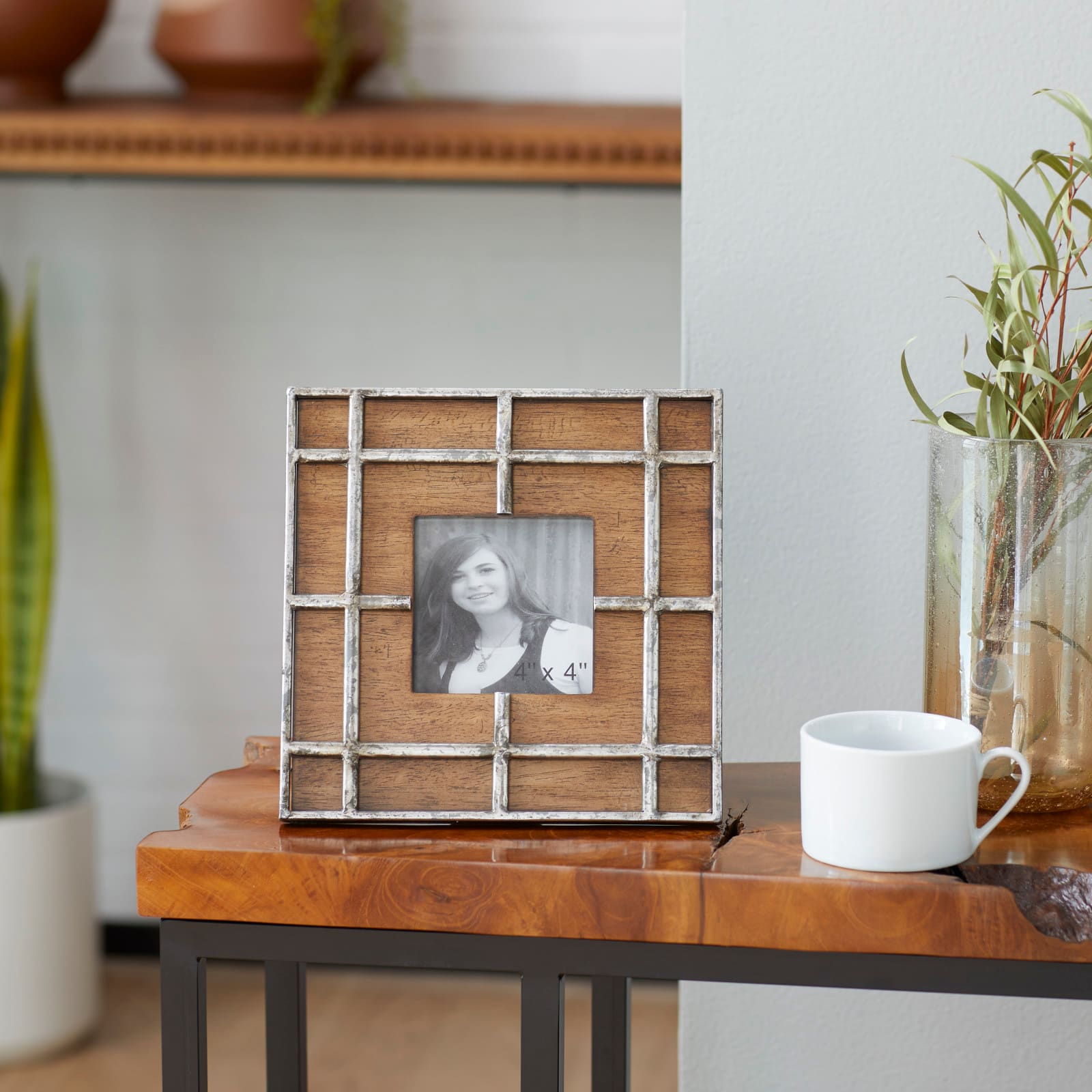 Brown Wood Grain Grid 4" x 4" Frame