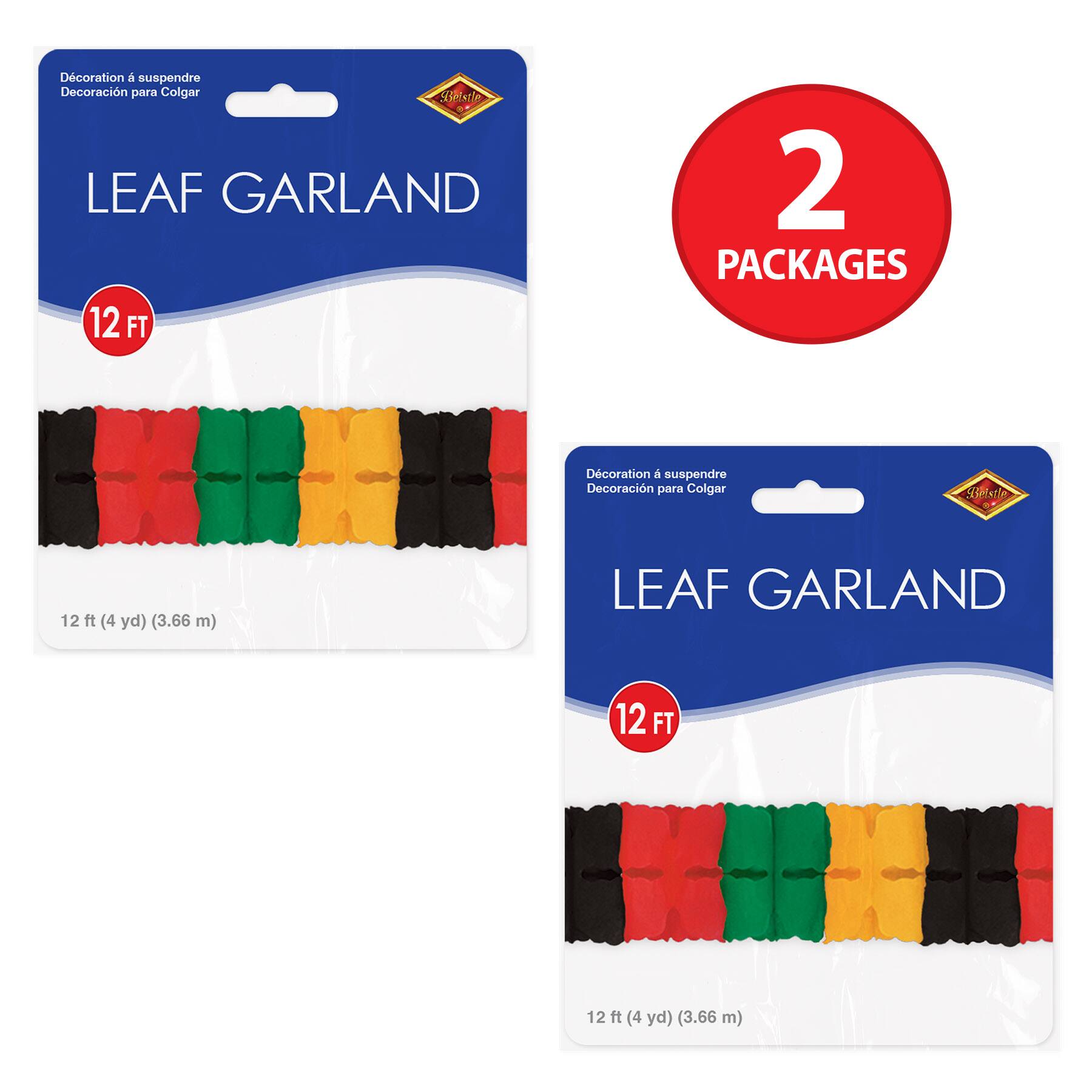 Beistle 4.5" x 12ft. Black, Red, Green & Yellow Leaf Garlands, 2ct.