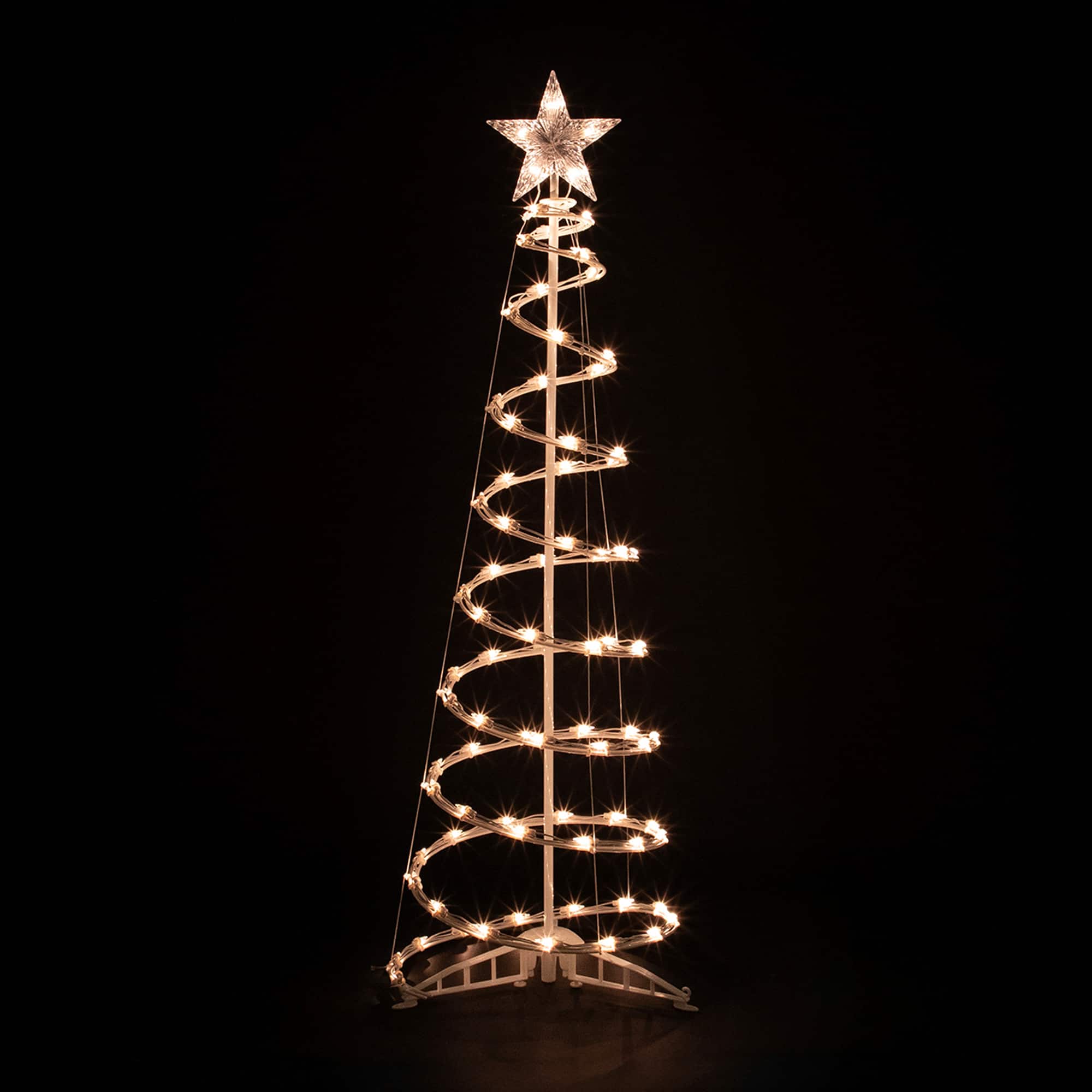 2 Pack Pre-Lit White Outdoor Spiral Cone Christmas Trees