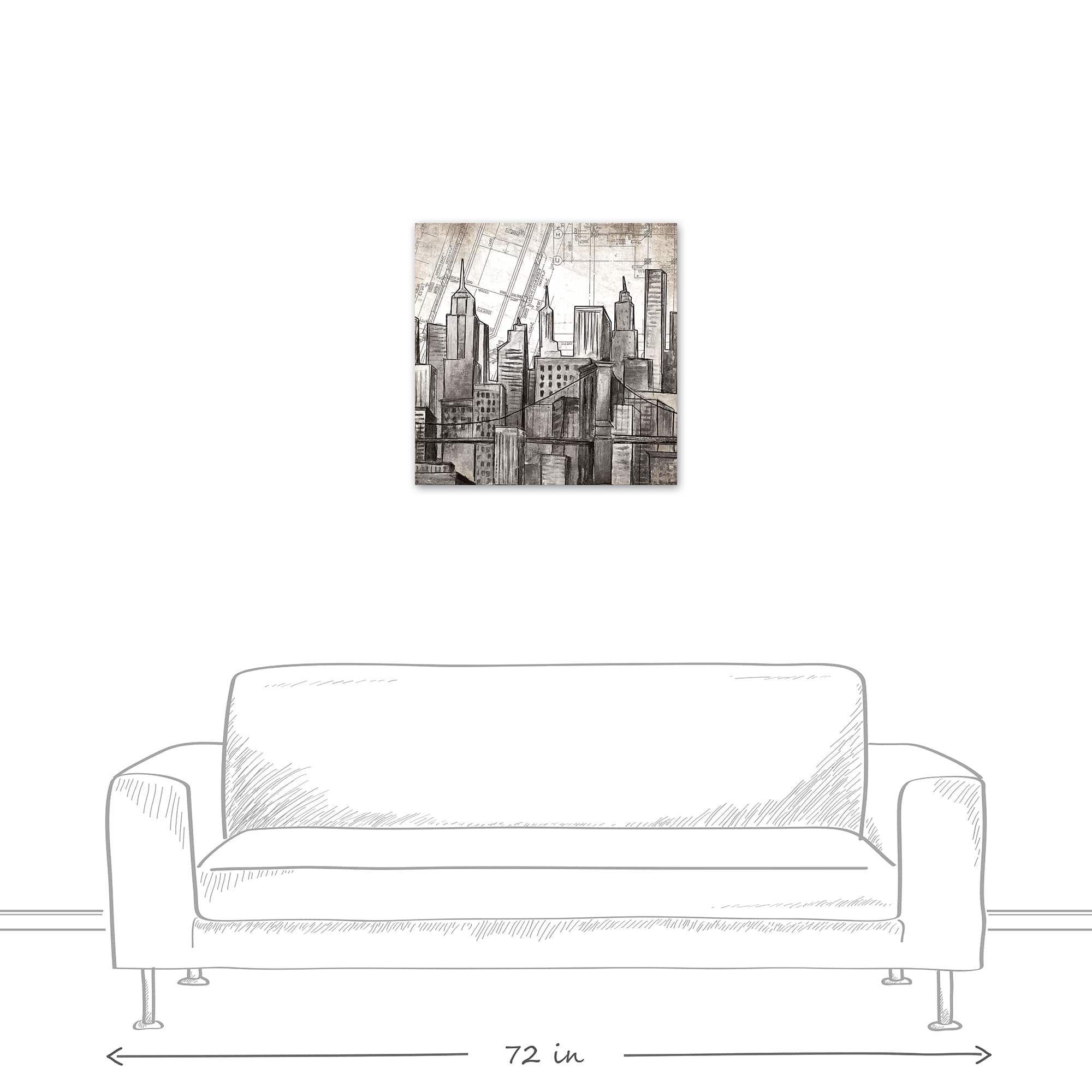 Sketched Skyline 24" x 24" Canvas Wall Art