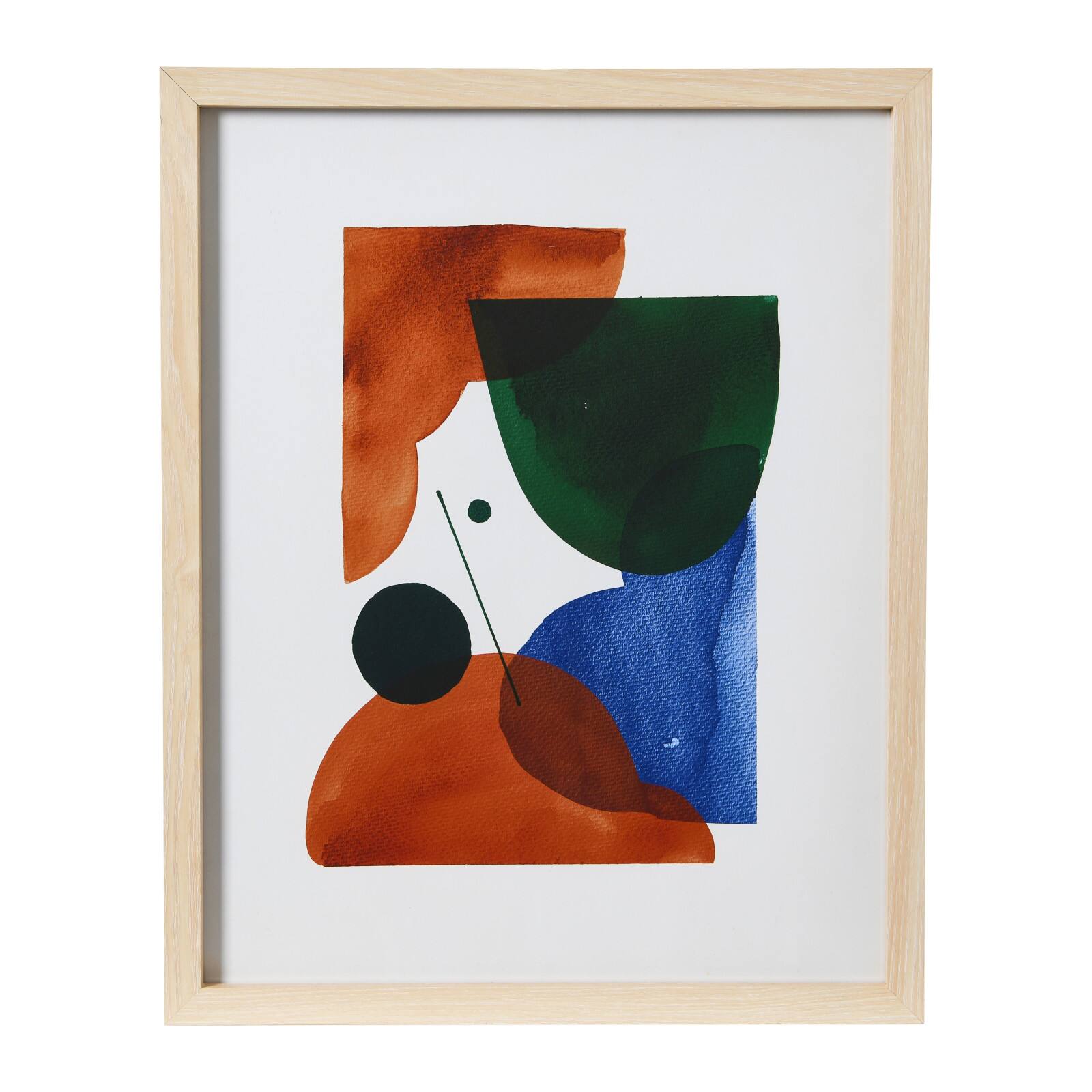 Hello Honey® Multicolor Abstract Geometric Print with Natural Wood Frame