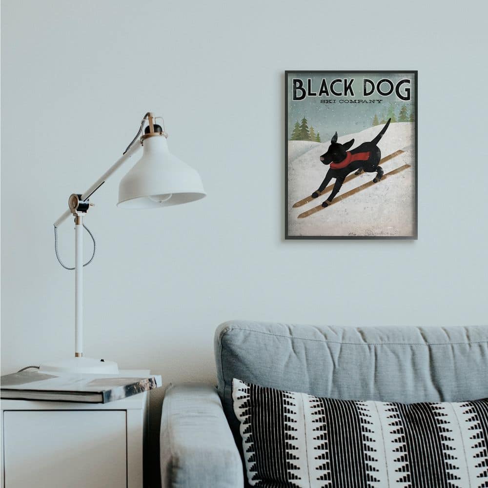 Stupell Industries Black Dog Ski Company Wall Art in Black Frame