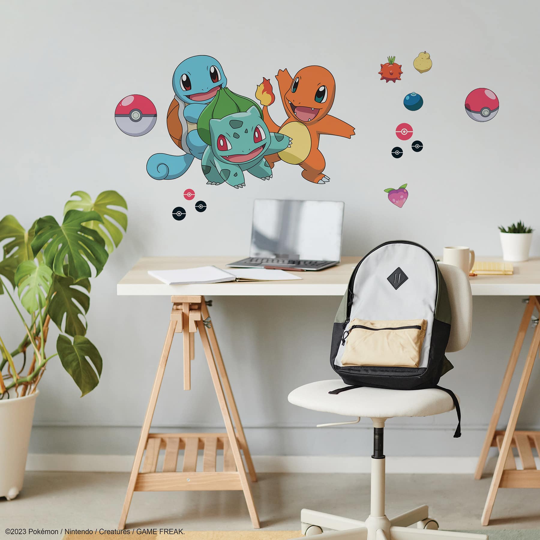 RoomMates Pokemon Squirtle, Charmander & Bulbasaur Peel & Stick Giant Wall Decals