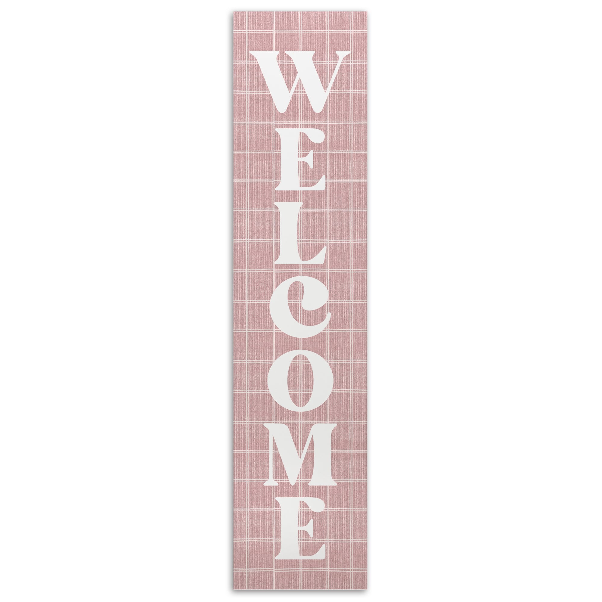 47" Pink Check Welcome Porch Leaner