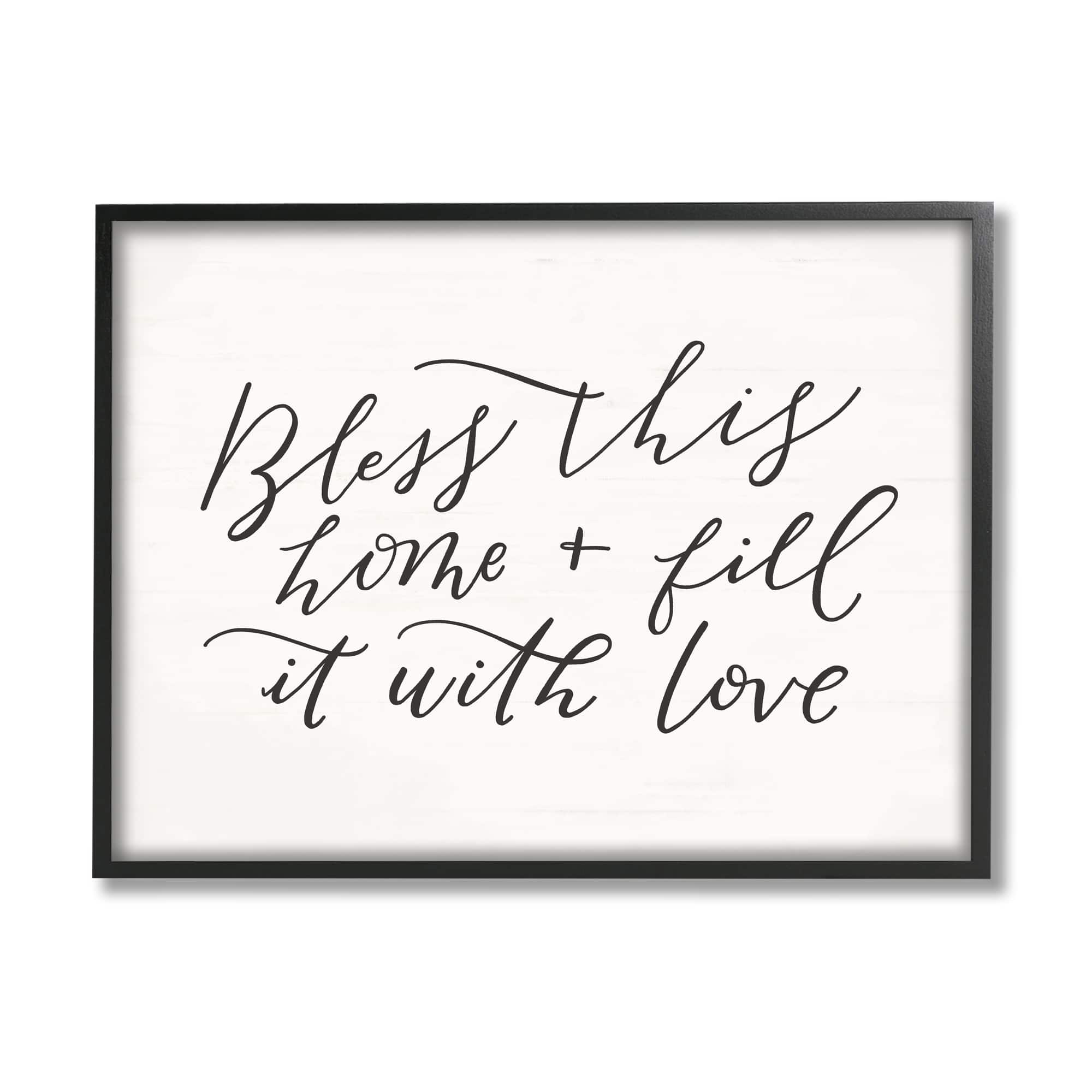 Stupell Industries Bless This Home with Love Family Motivational Phrase Framed Giclee Art