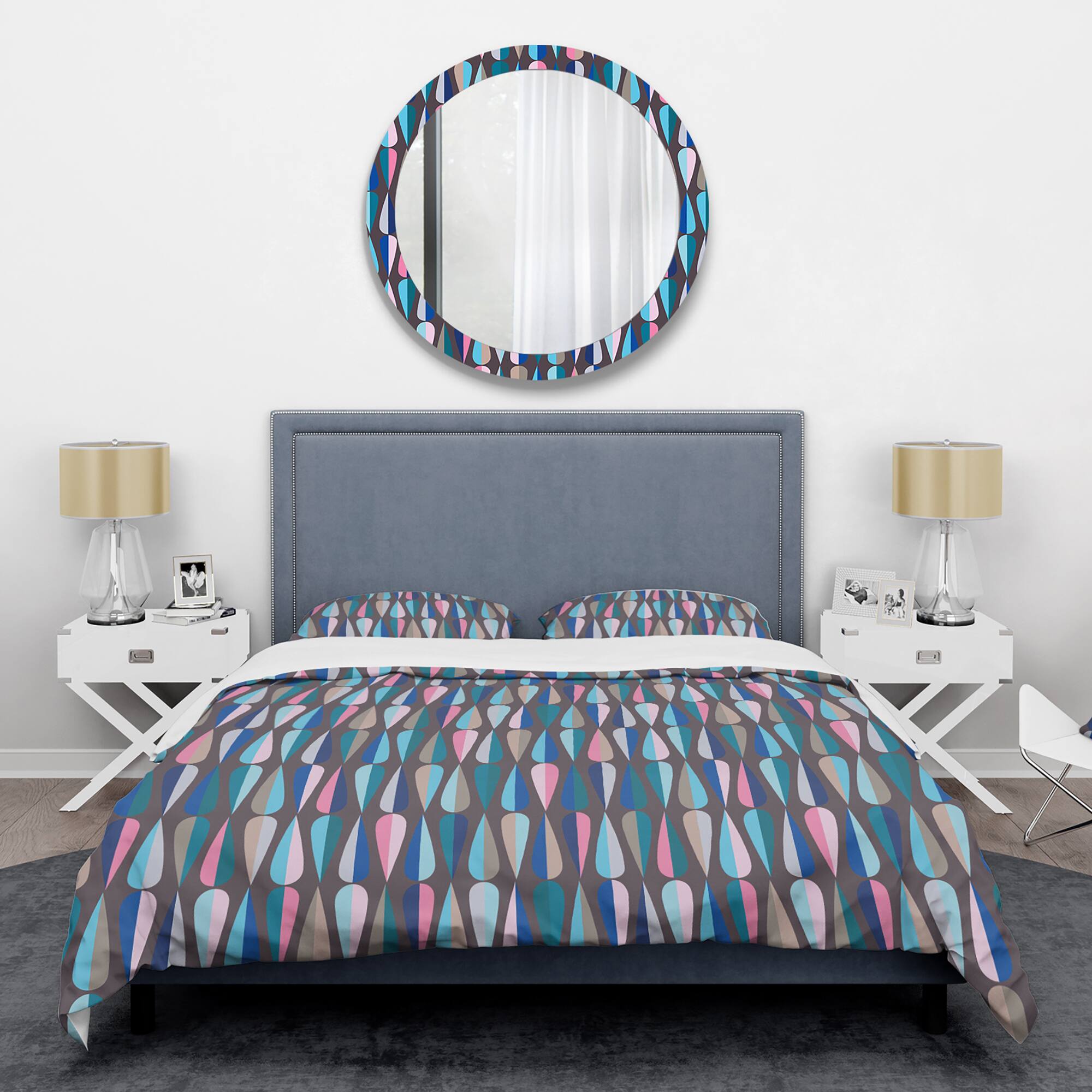 Designart 'Retro Abstract Drops VIII' Mid-Century Duvet Cover Set