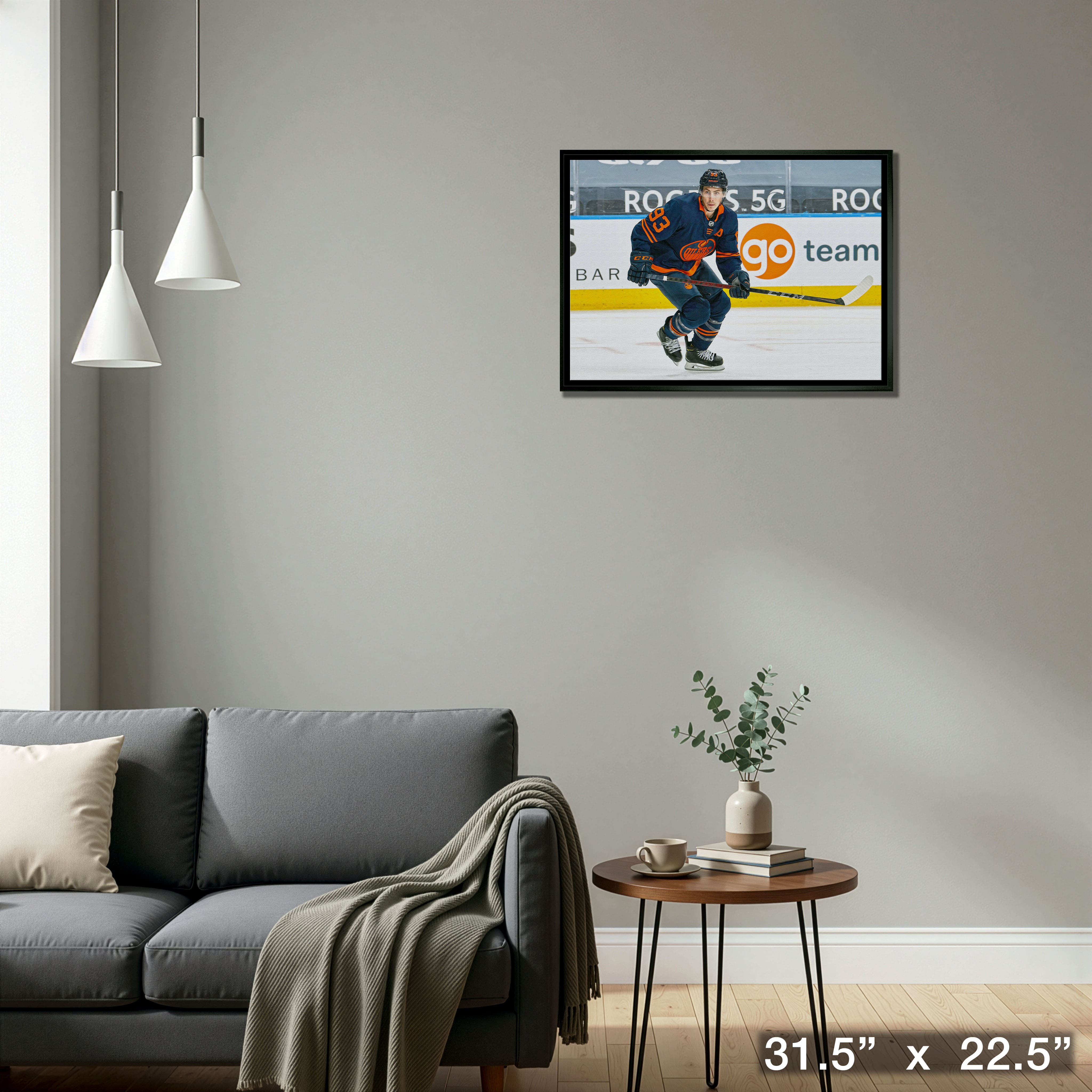 Ryan Nugent-Hopkins 20" x 29" Framed Canvas Oilers Action-H 31.5" x 22.5"