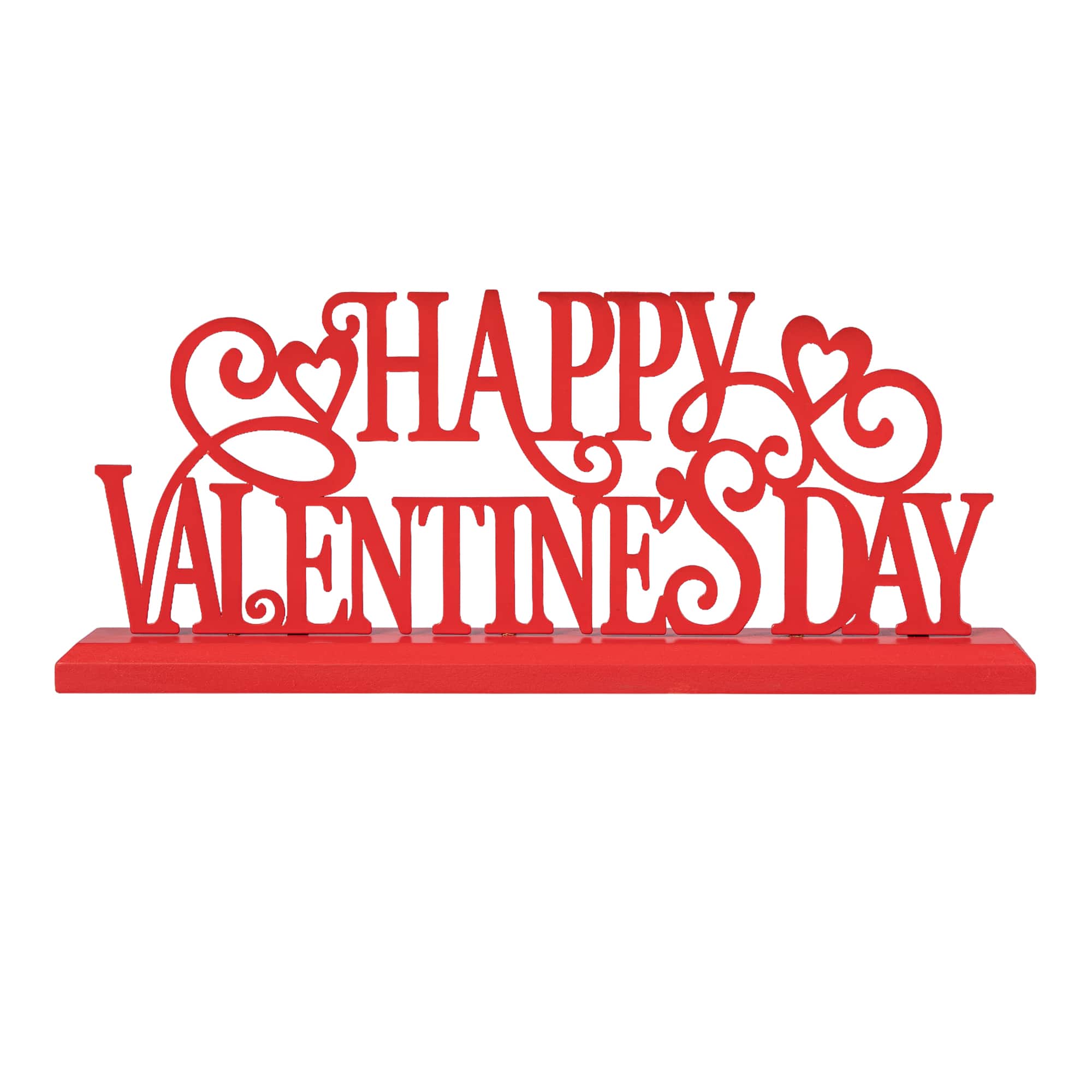 Glitzhome® 16" Wooden & Metal Happy Valentine's Day Table Décor