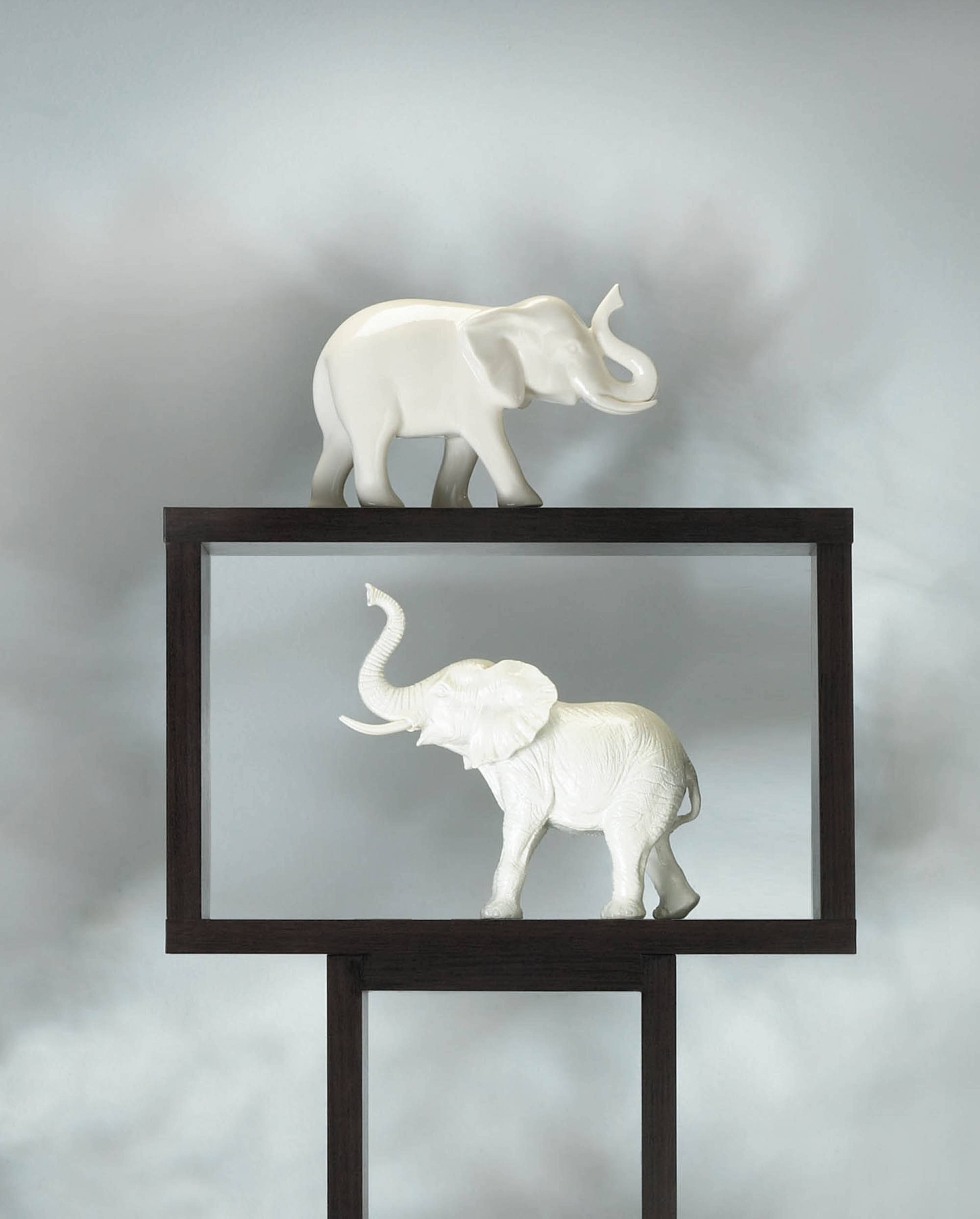 5" Sleek White Ceramic Elephant