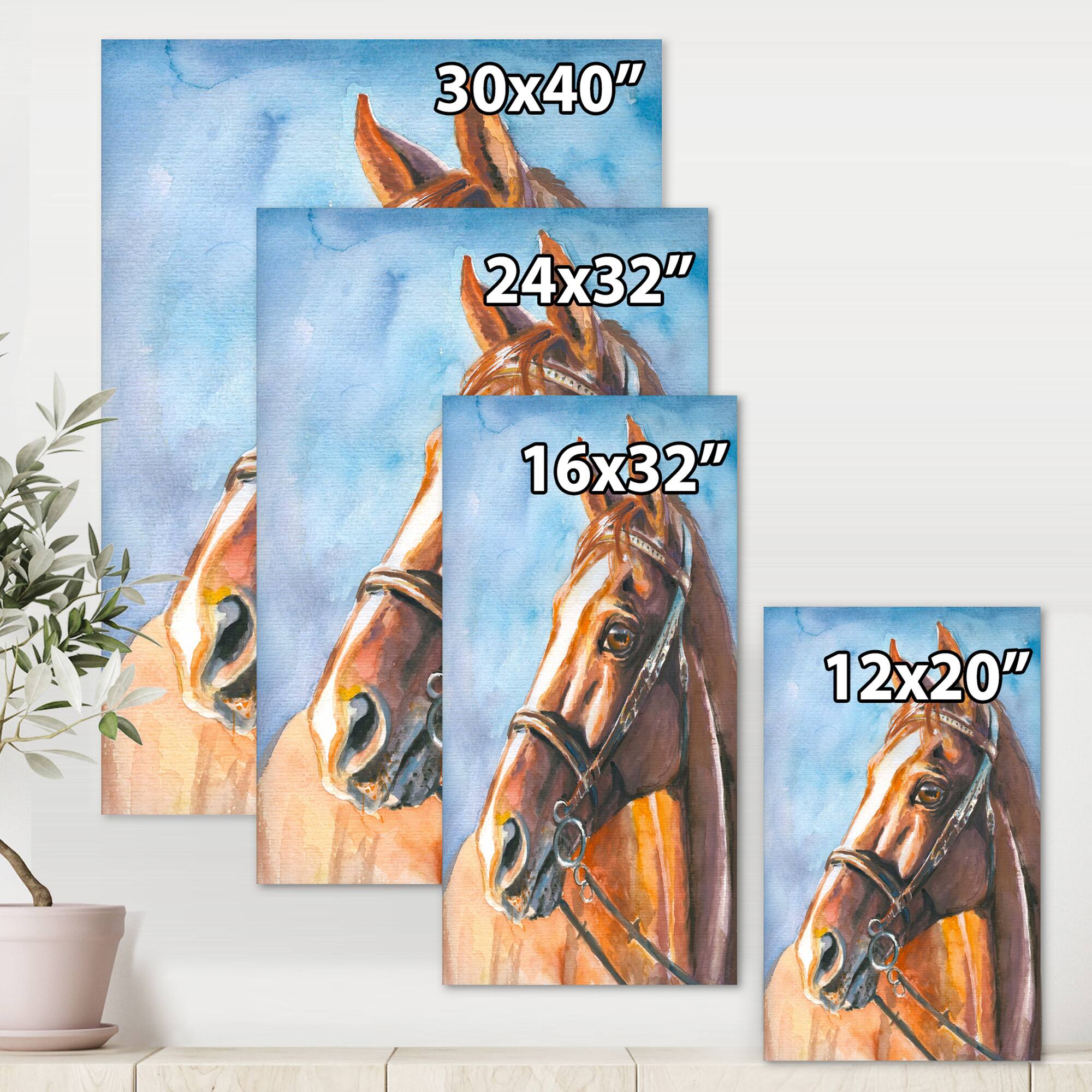 Designart - Portrait of A Brown Horse - Farmhouse Canvas Wall Art Print