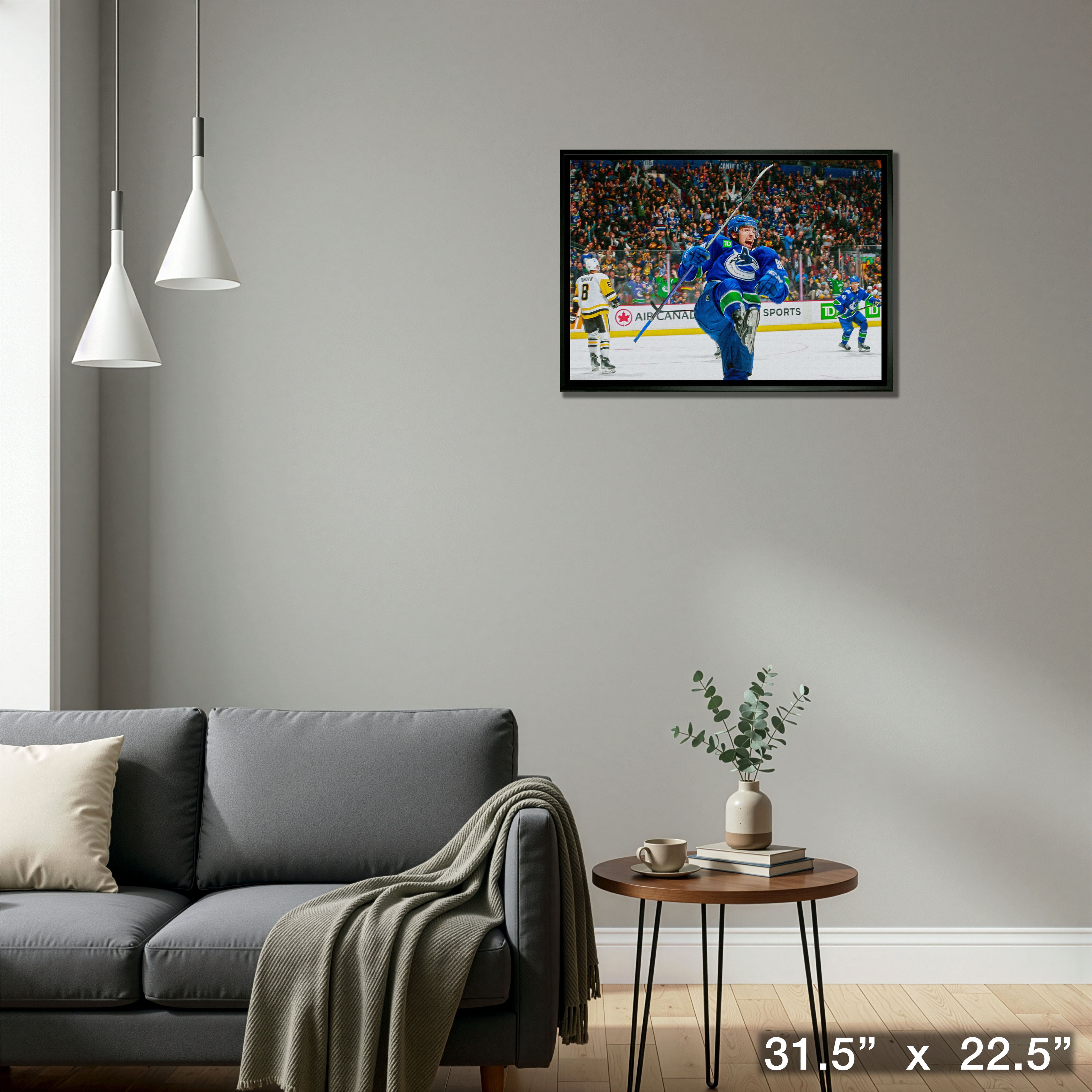 Andrei Kuzmenko 20" x 29" Framed Canvas Canucks Celebrating-H 31.5" x 22.5"