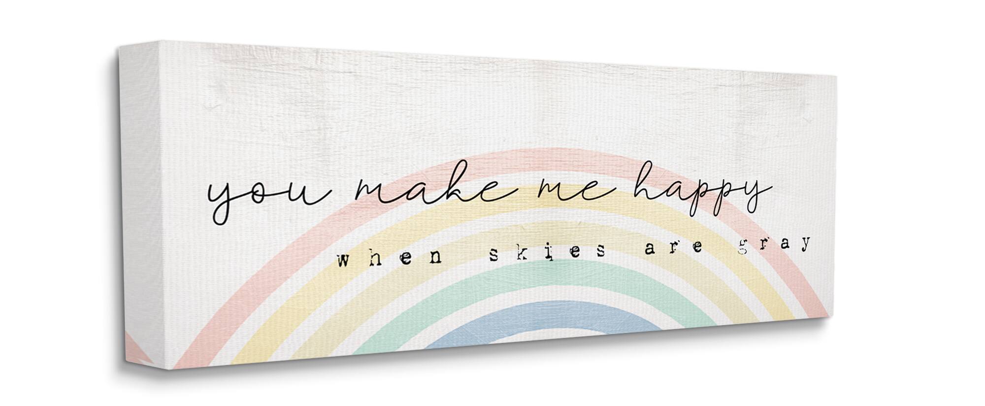 Stupell Industries You Make Me Happy Quote Rustic Rainbow Arches Canvas Wall Art