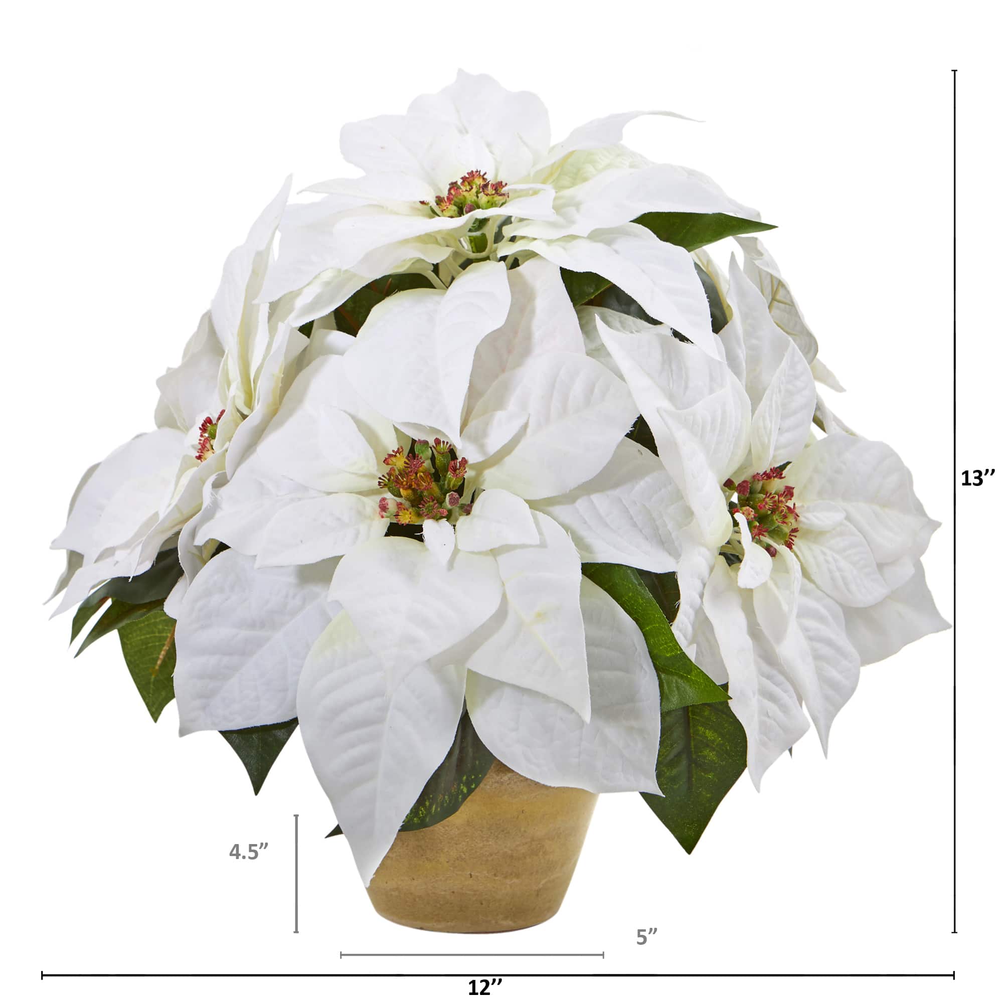 13" Poinsettia Arrangement in Ceramic Vase