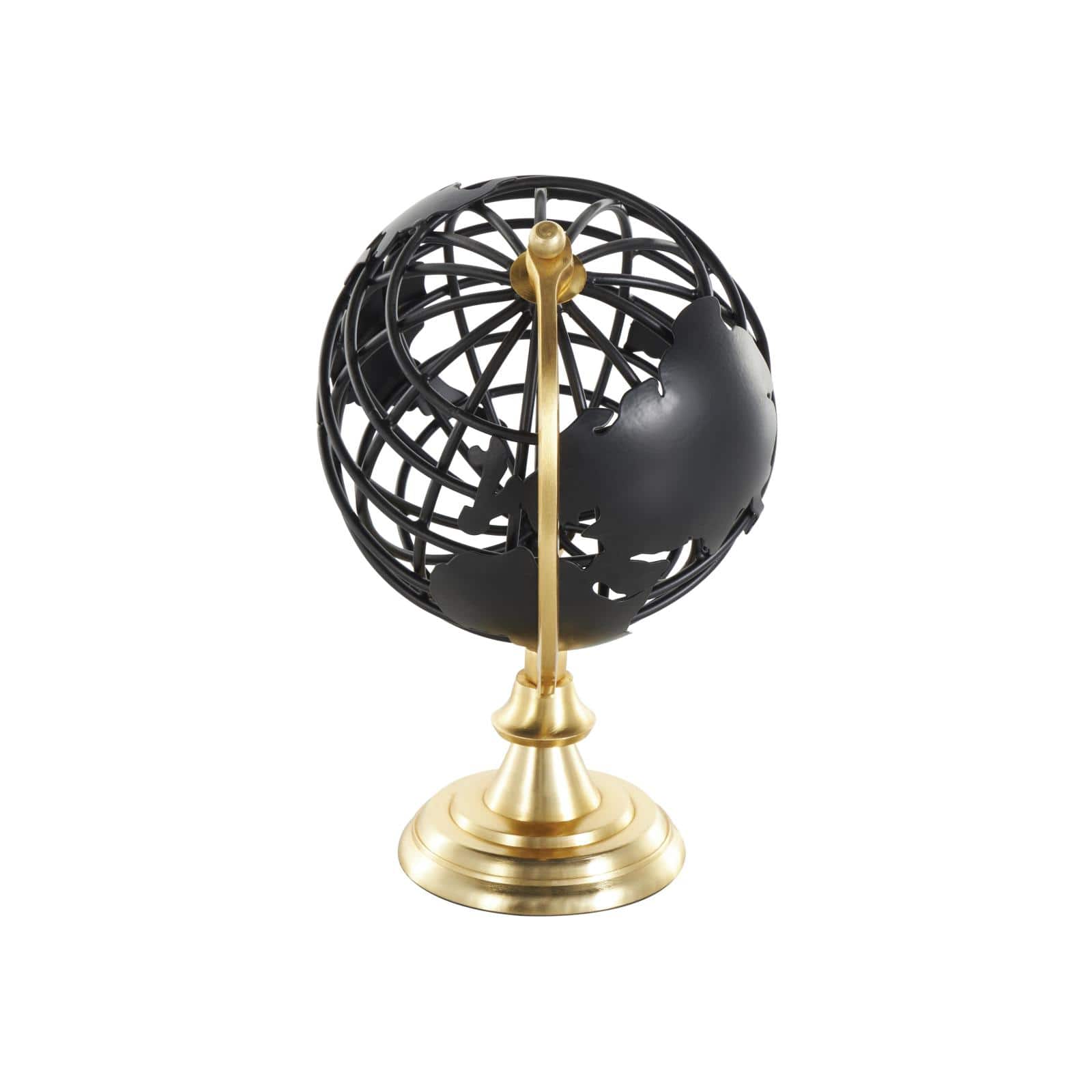 Black Aluminum Metal Open Framed World Educational & Geographic Earth Globe with Wire Exterior & Gold Base