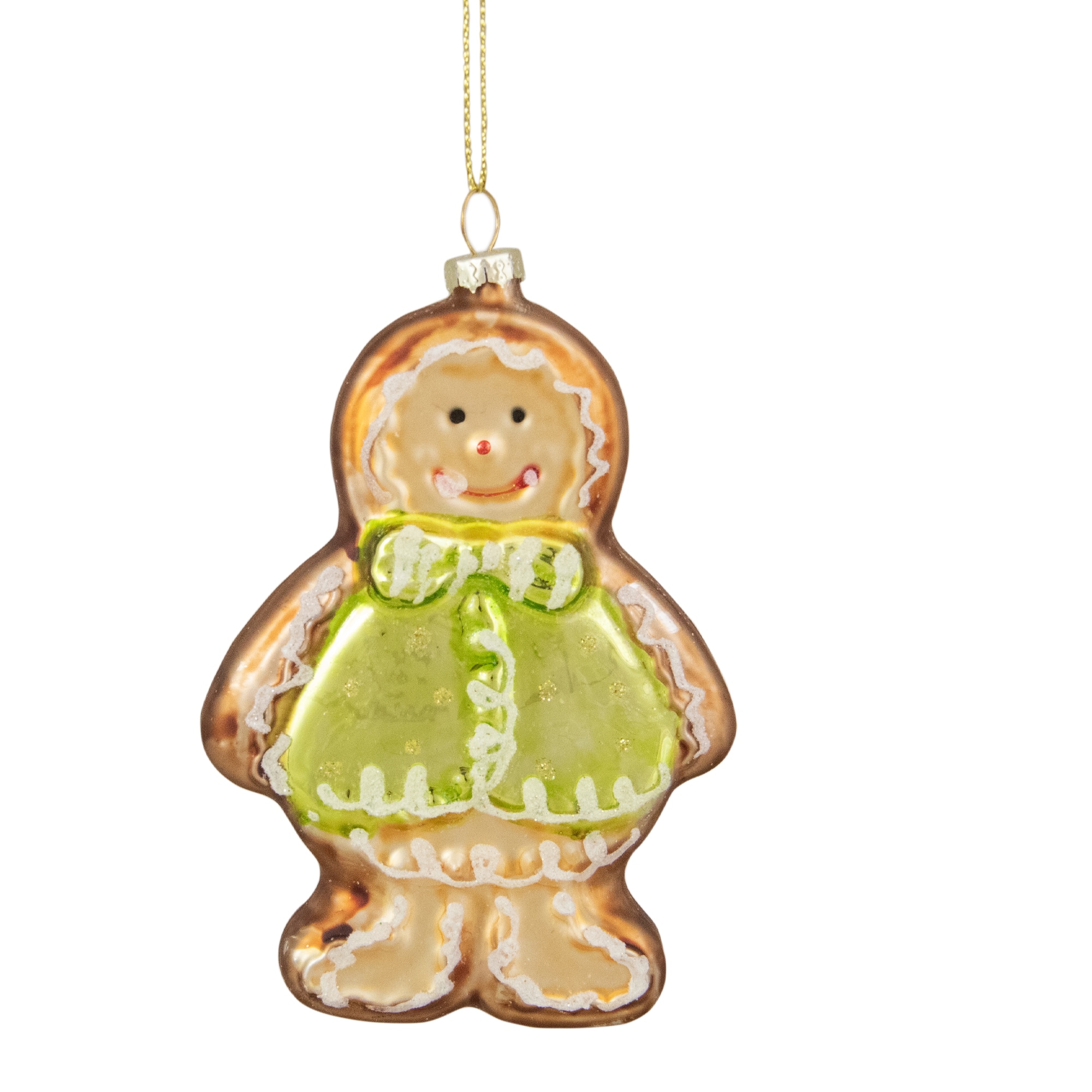 4.5" Bronze & Brown Glass Gingerbread Christmas Ornament
